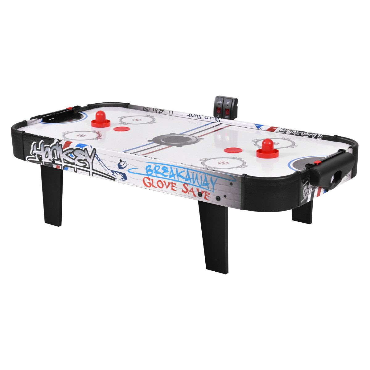 COSTWAY Air-Hockeytisch 3,5ft, mit LED-Punktezähler, 106,5 x 53,5 x 30,5 cm