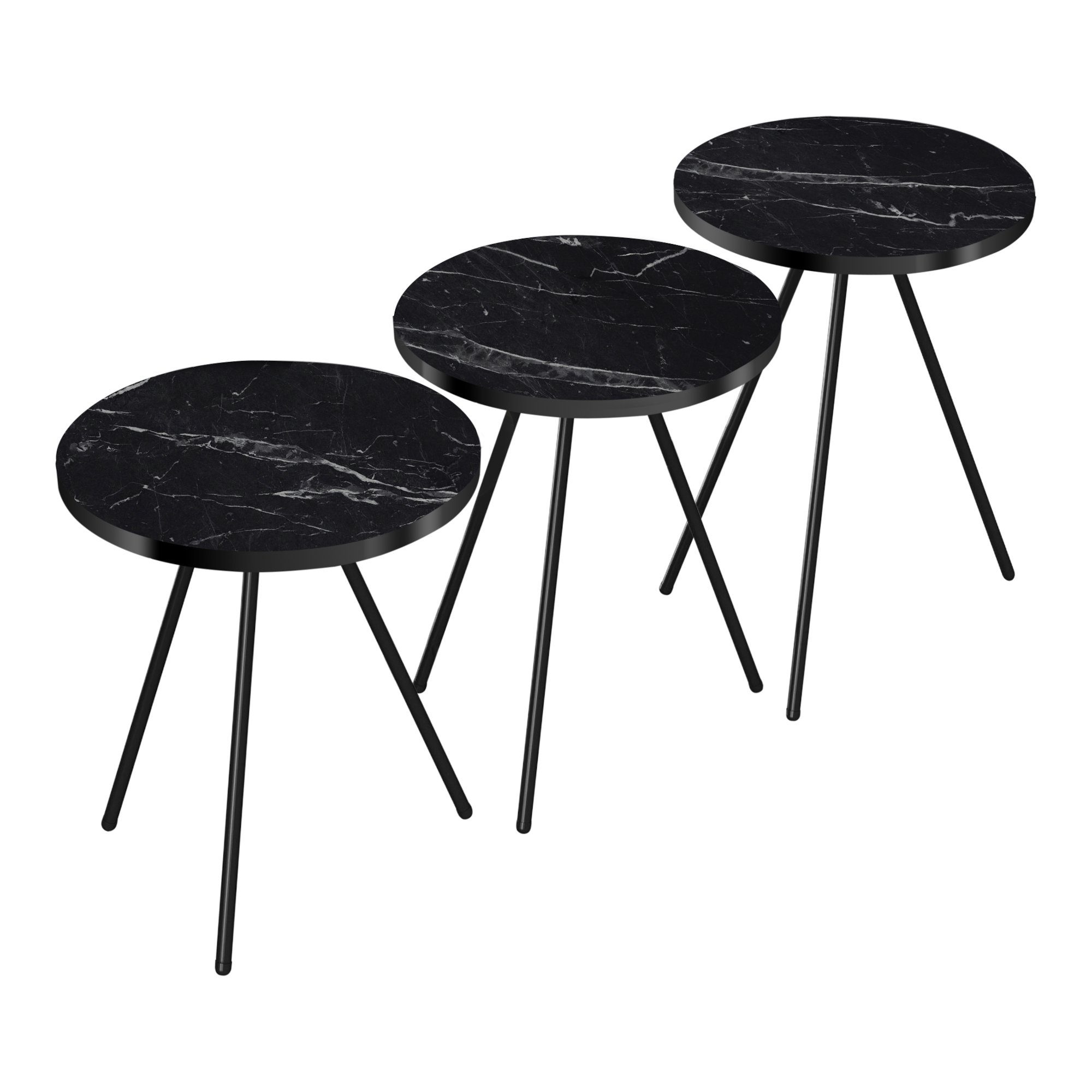 en.casa Satztisch, »Ølgod« Wohnzimmertisch in 3er Set Marmor, schwarz günstig online kaufen
