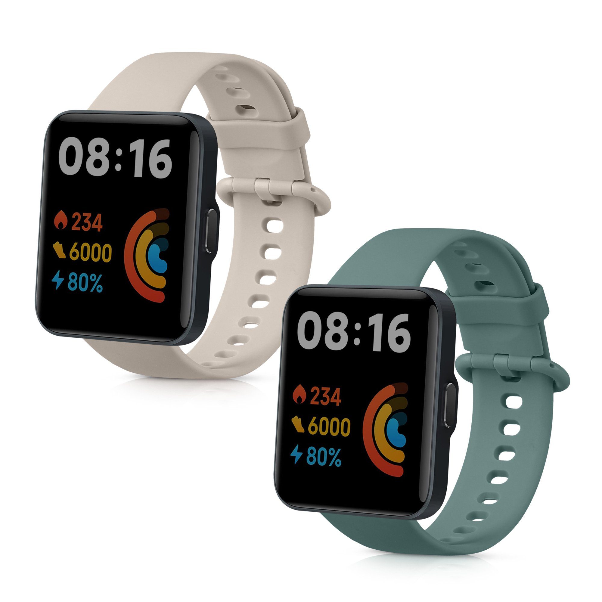Set 2x Fitnesstracker Lite, Armband kwmobile 2 TPU Redmi Sportarmband für Xiaomi Silikon Beige Watch Uhrenarmband
