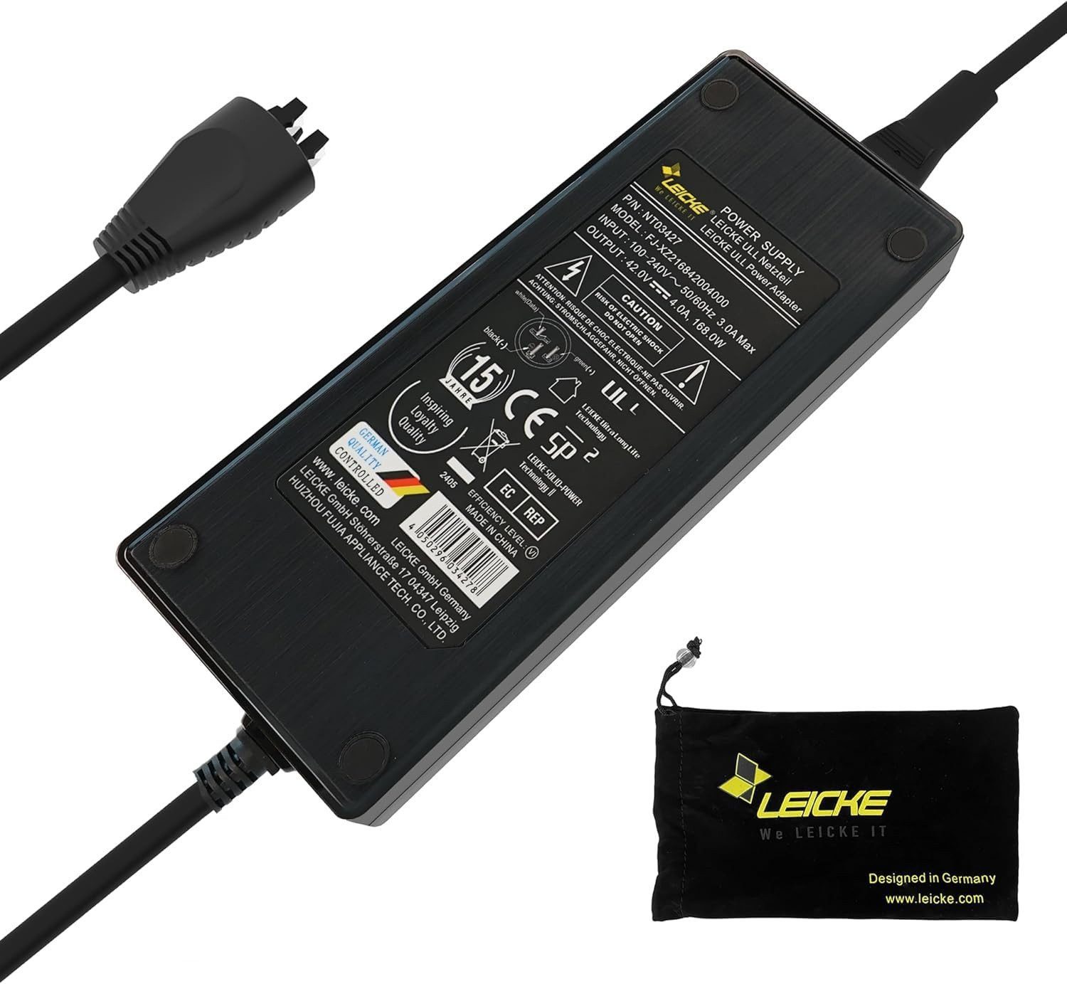 Leicke Ladegerät für Bosch 42V/36V 4A Performance Active Line E-Bike/Pedelec Batterie-Ladegerät