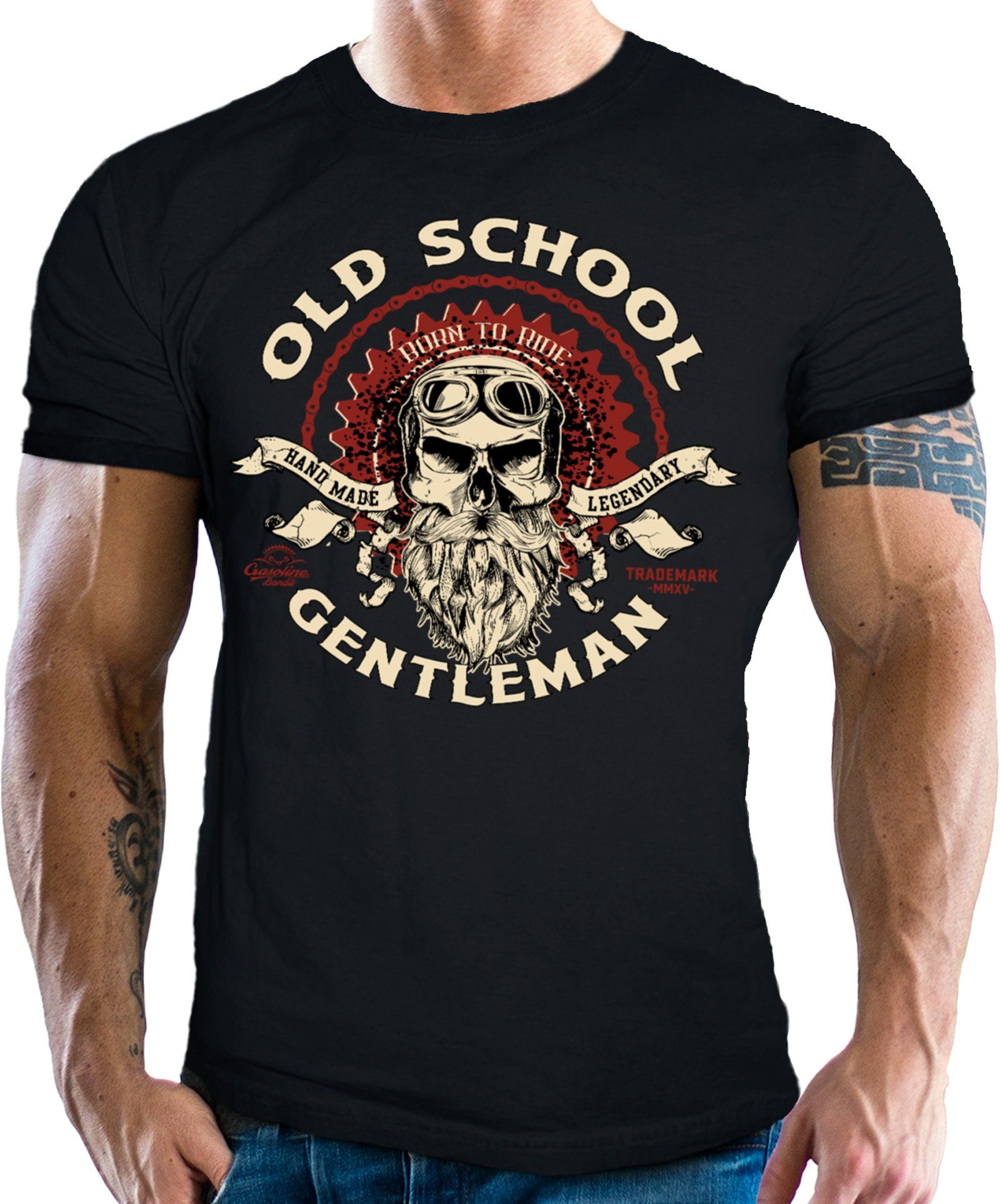 GASOLINE Racer Gentleman Old Original Biker School Shirt: BANDIT® T-Shirt