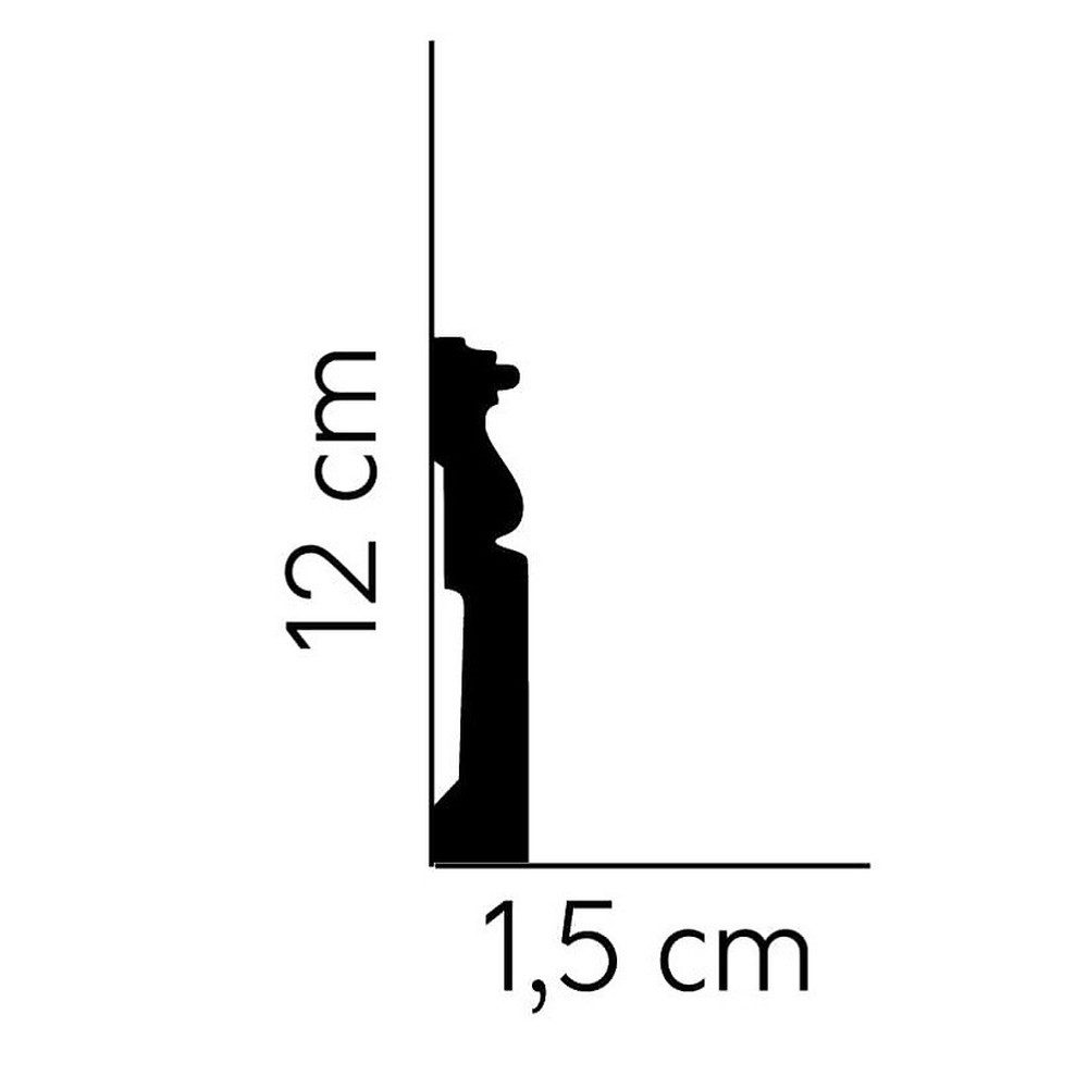 PROVISTON Sockelleiste Polystyrol, 15 x 120 x 2000 mm, Weiß, Kunststoff Fußleiste