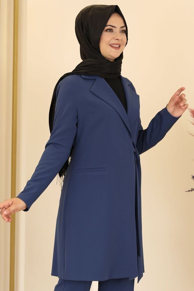 Zweiteiler Hijab Anzug Dress Tunika (2teilig, Damen Fashion Anzug Set) Modest Blau Anzug Anzug Modavitrini
