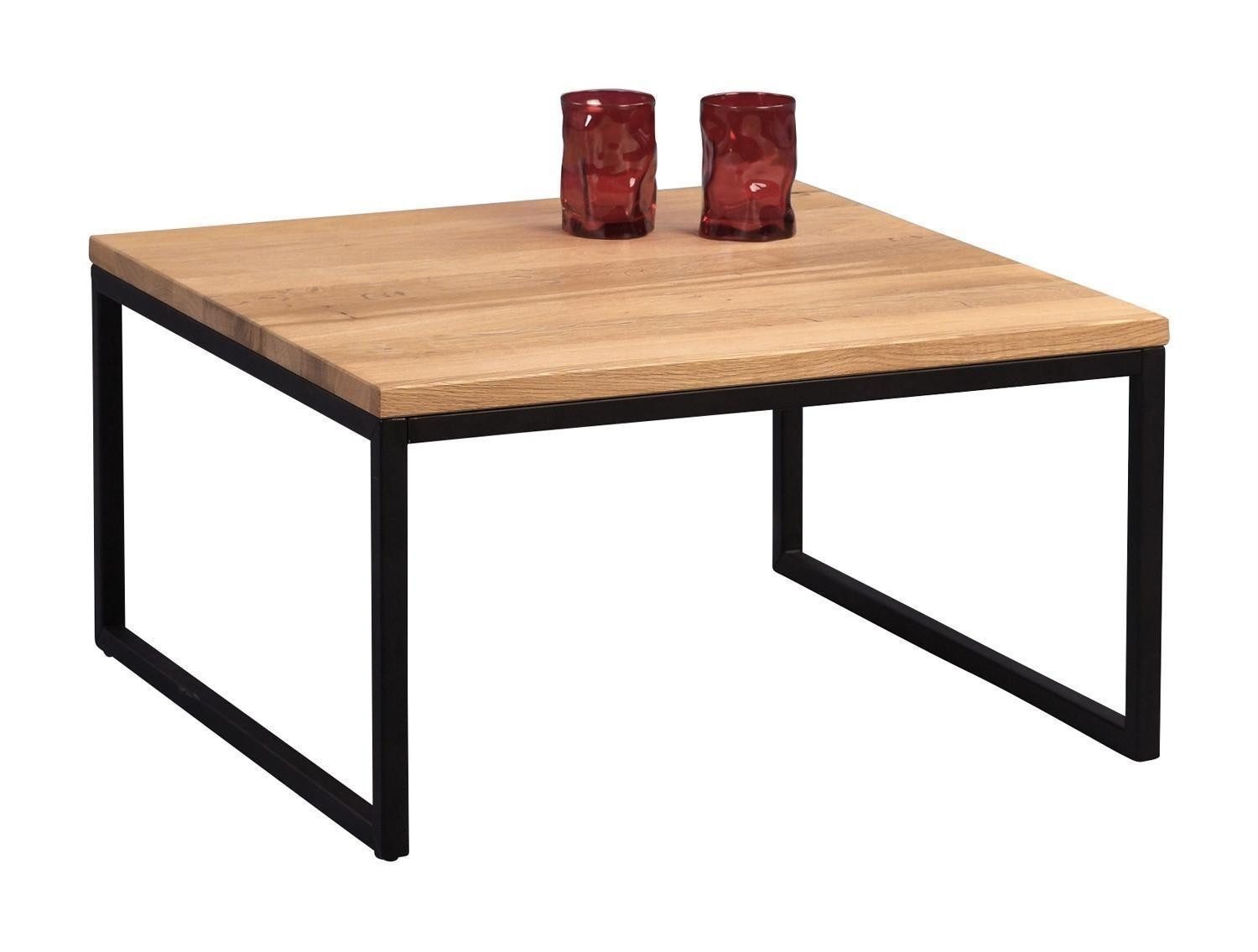 M2 Kollektion Couchtisch KAROLIN, Wildeiche massiv, Metallgestell, 60 x 60 cm