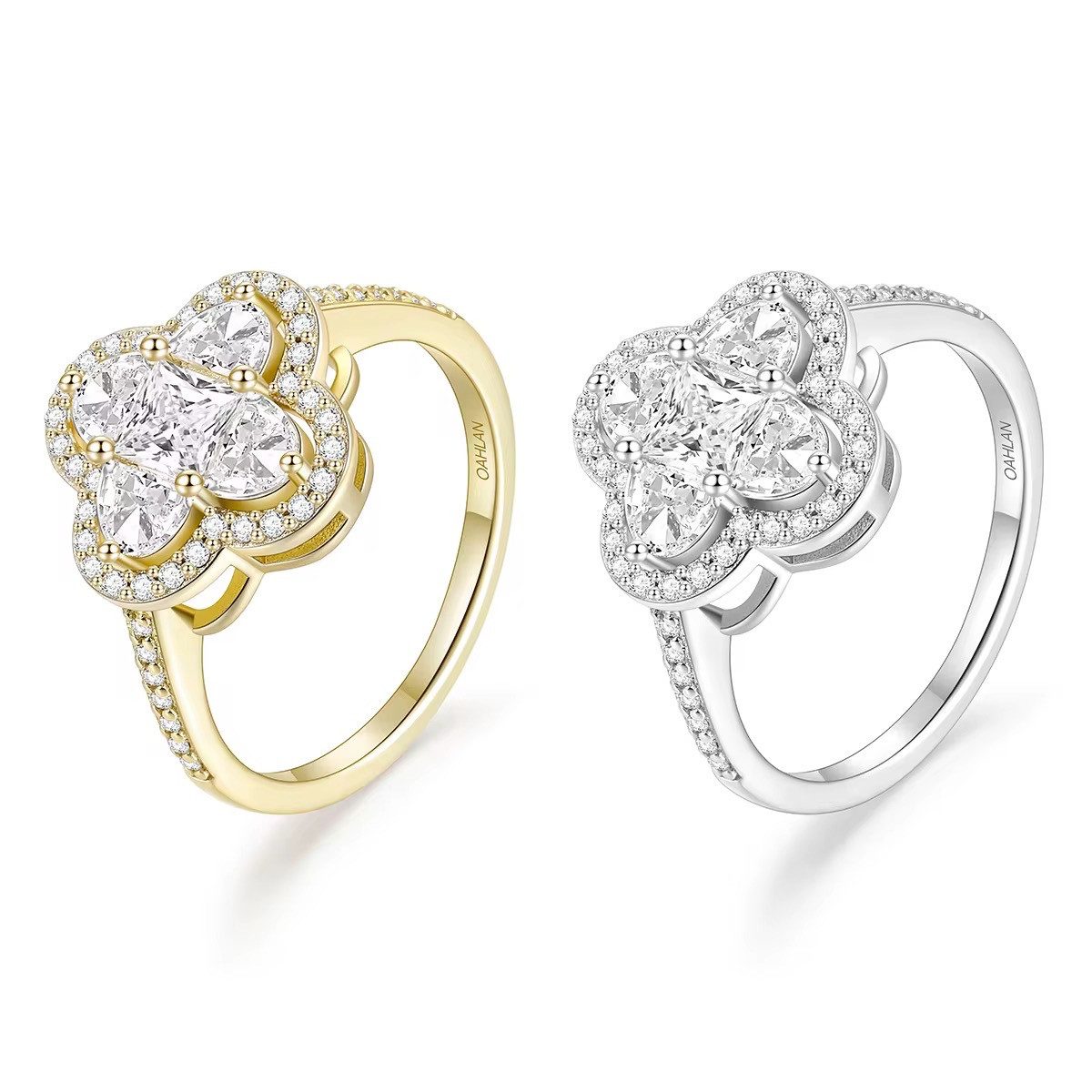 ROUGEMONT Silberring Funkelnder Kleeblatt Glücksbringer Ring 925 Sterling Silber, Glücksbringer