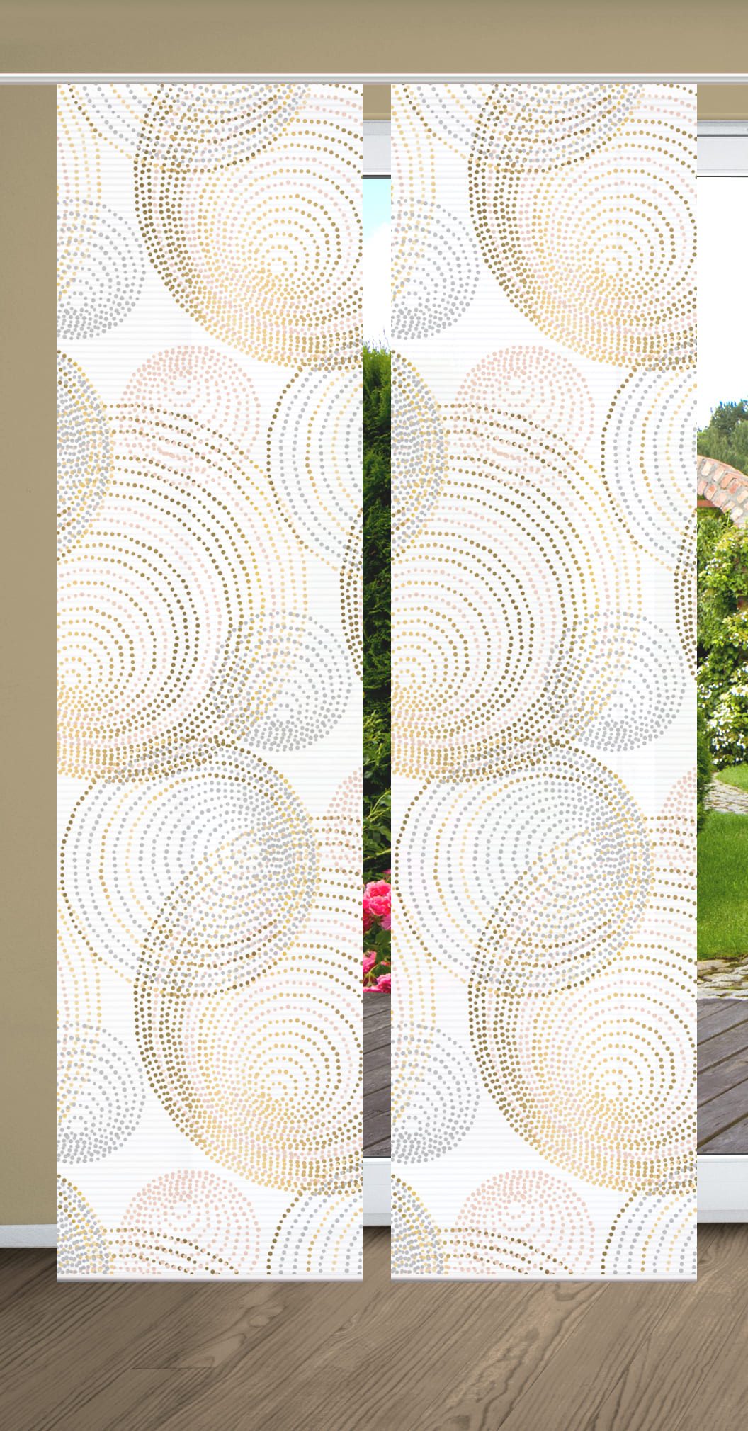HOME WOHNIDEEN Schiebegardine 84111 SPIRO Schiebegardine recyceltes Polyester, Bambusoptik, 245x60 (2 St), Paneelwagen, transparent, Polyester (recycelt) Polyester