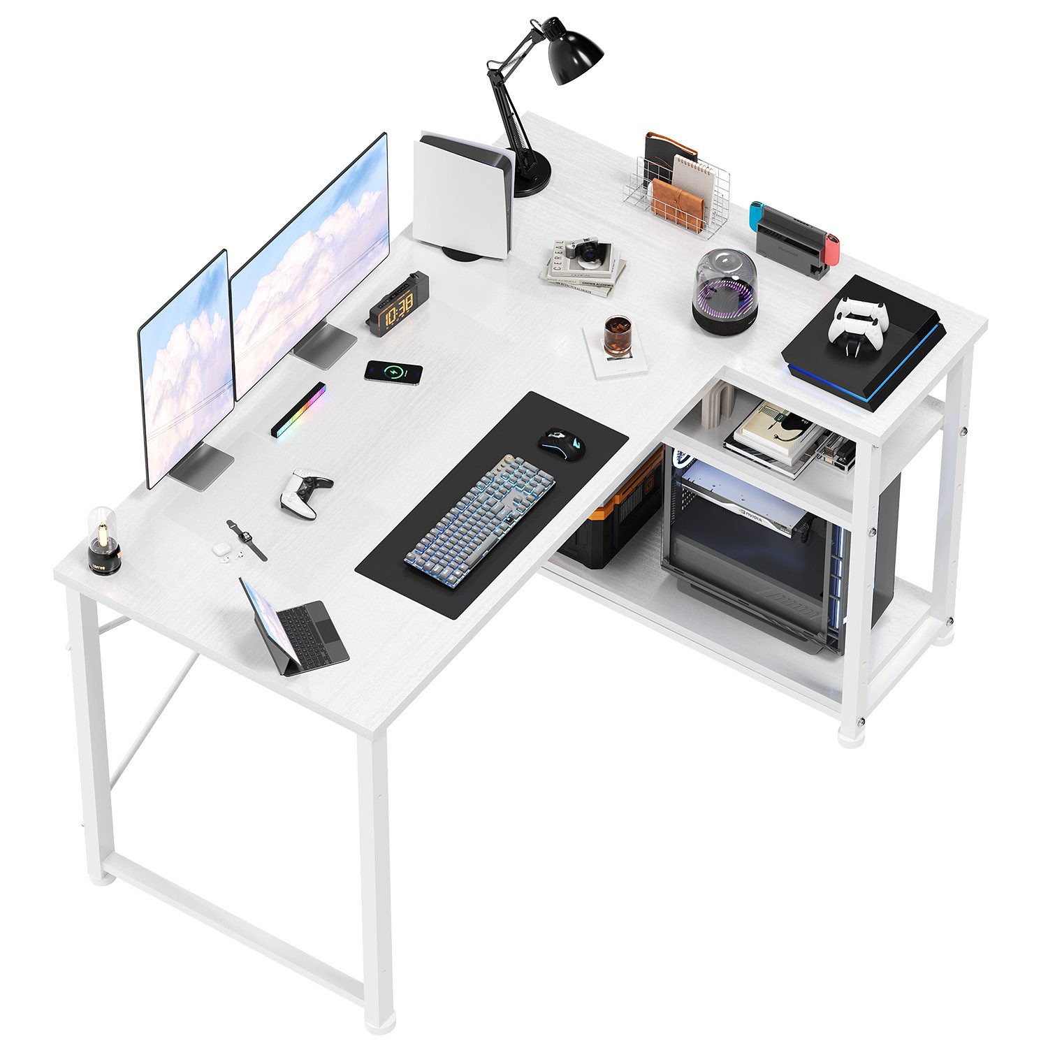HOMALL Eckschreibtisch L-förmig,Computertisch mit 2 verstellbarenX-Verstrebung (100/120/140/160cm,PC Tisch,LComputertisch,Schreibtisch,Geeignet fur Buro, Arbeitszimmer)