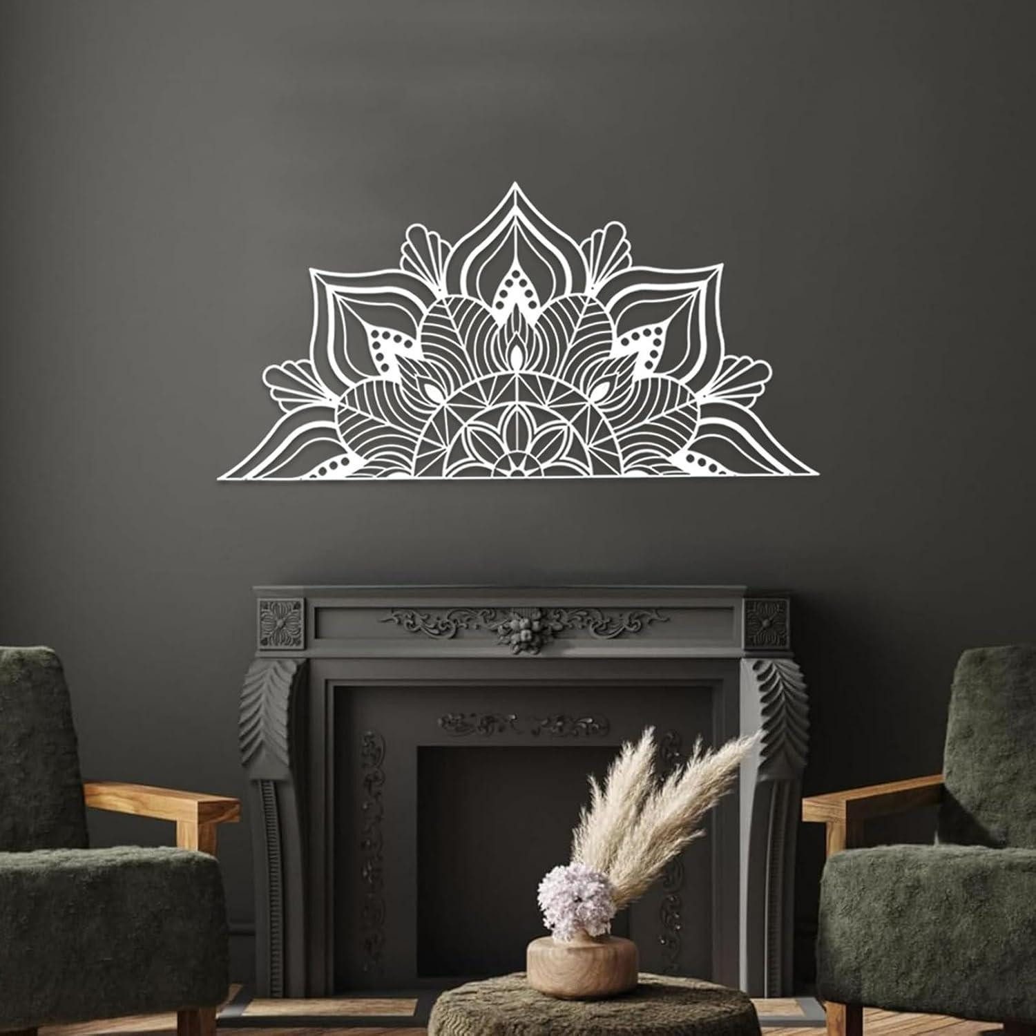 ESTART Metallbild Große Metall-Mandala-Wanddekoration, Lotusblumen-Wandkunst für Zuhause