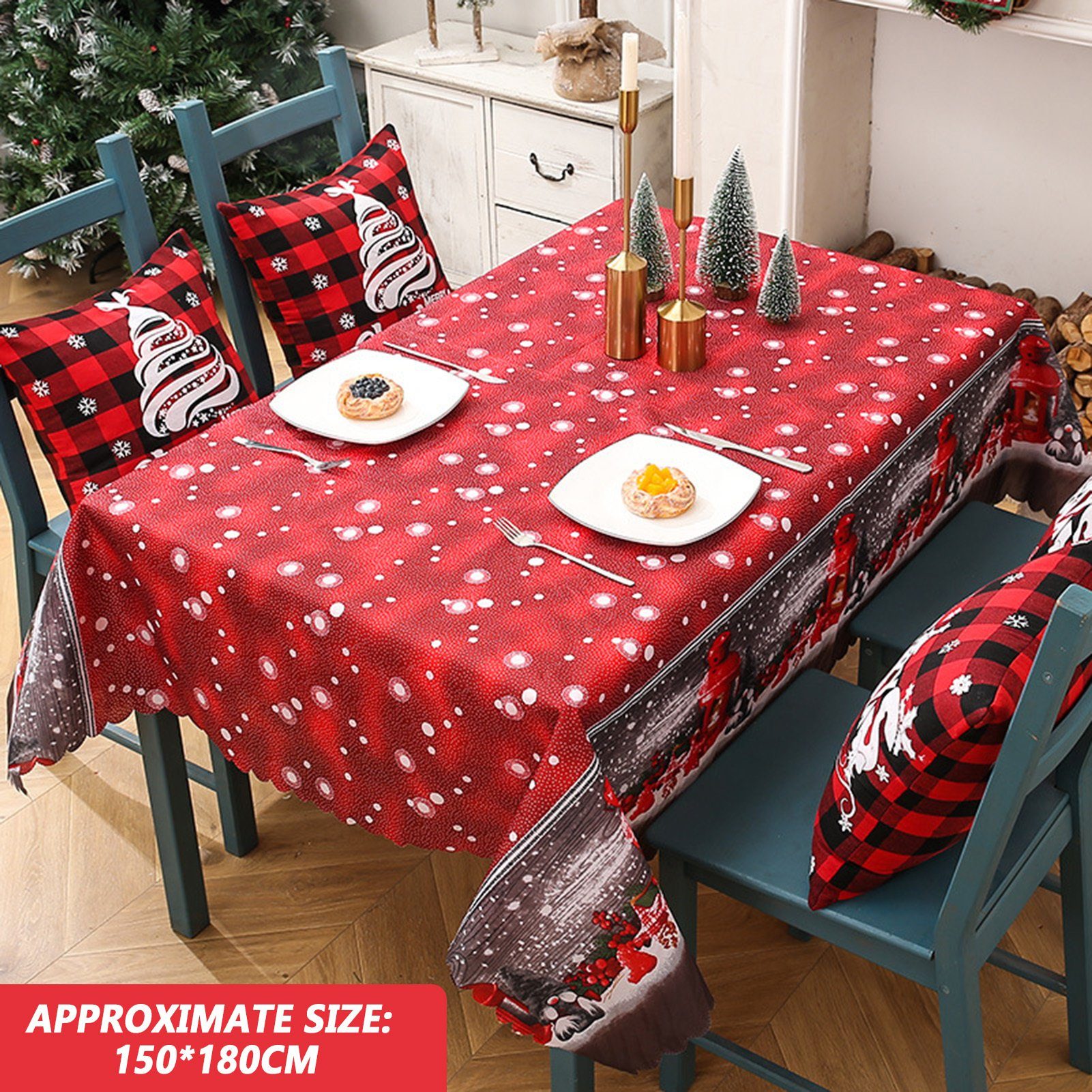 Blusmart Tischschonbezug Stilvolle Niedlichen Tischdecken Im Cartoon-Weihnachtsstil, Bedruckte