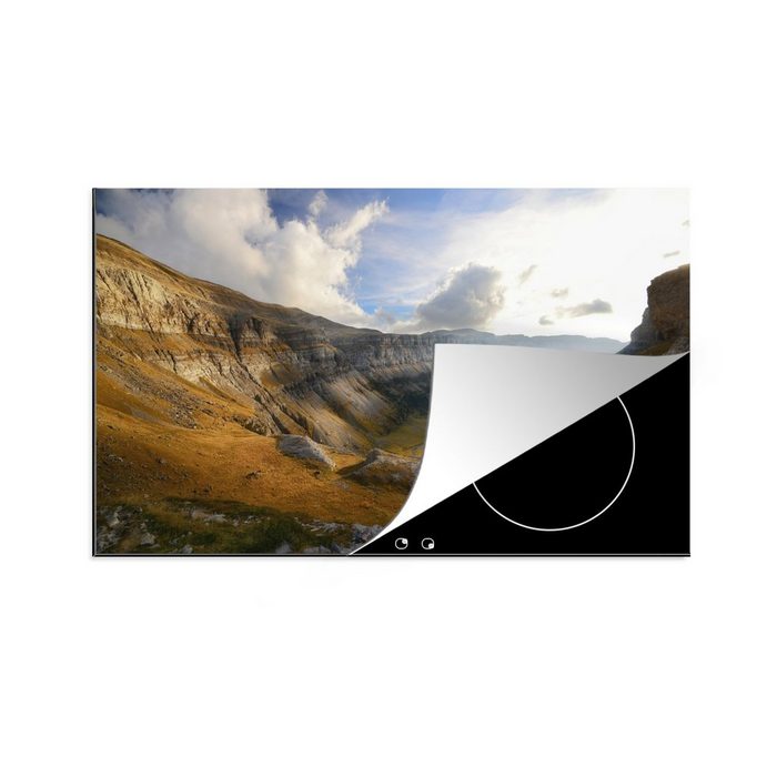 MuchoWow Herdblende-/Abdeckplatte Herbst im Nationalpark Monte Perdido mit Felsen Pyrenäen Vinyl (1 tlg) Ceranfeldabdeckung für die küche Induktionsmatte