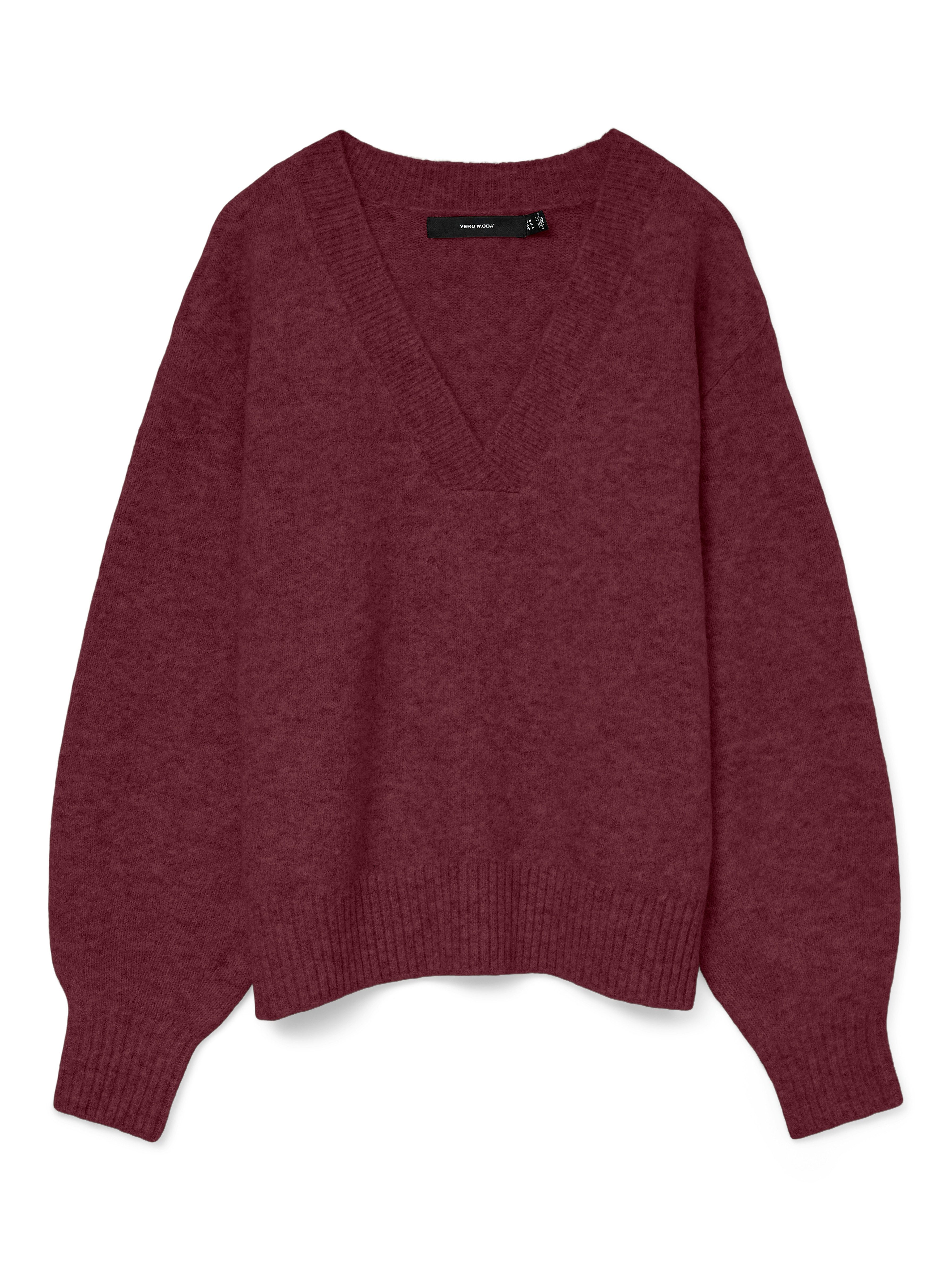 Vero Moda V-Ausschnitt-Pullover VMBOOM LS V-NECK PULLOVER NOOS Materialmix, mit Wolle und Stretch