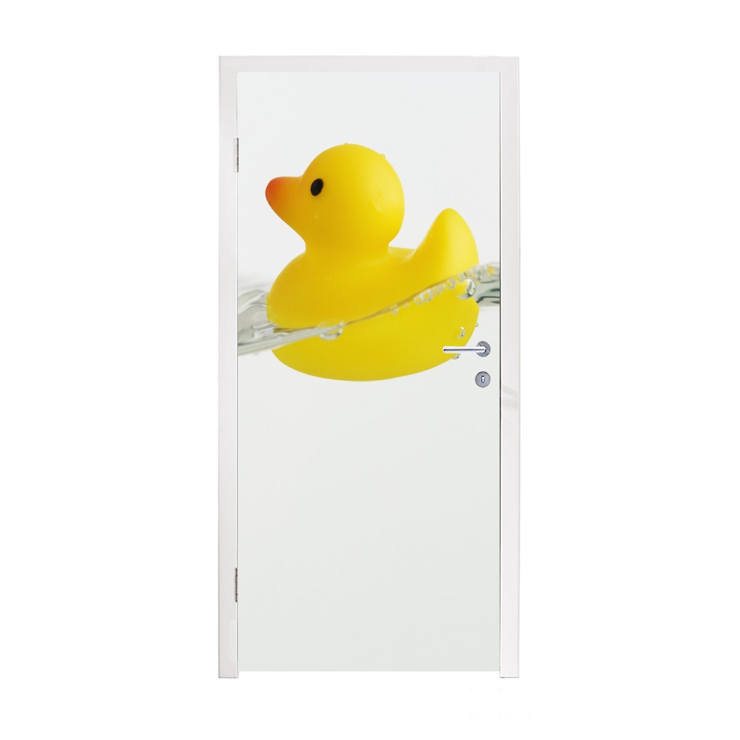 MuchoWow Türtapete Bade-Ente im Wasser, Matt, bedruckt, (1 St), Fototapete für Tür, Türaufkleber, 75x205 cm