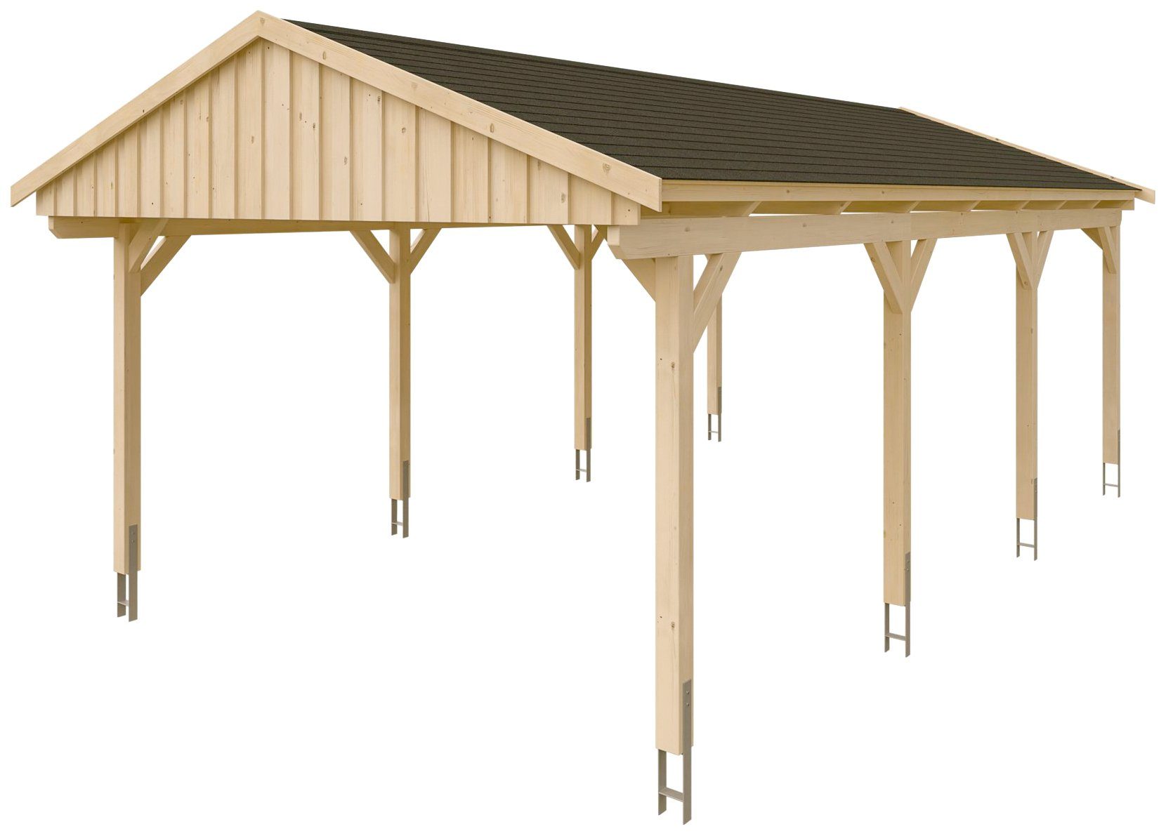 Skanholz Einzelcarport Einfahrtshöhe, schwarzen BxT: mit Fichtelberg, cm, 379 Schindeln 423x808 cm