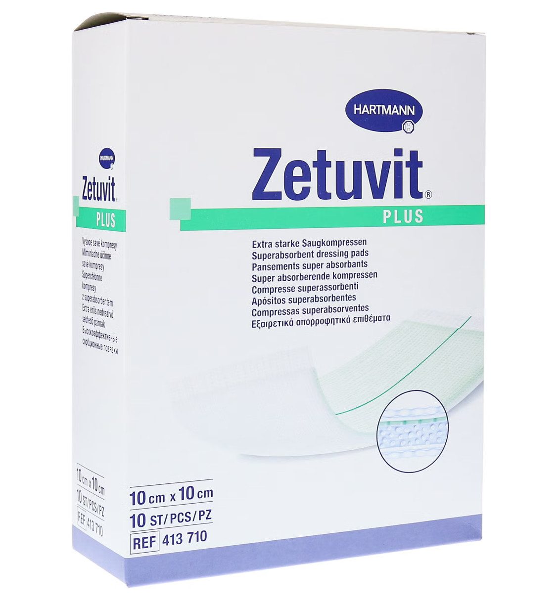 PAUL HARTMANN AG Gips-und Verbandschutz ZETUVIT Plus extrastarke Saugkompr.steril 10x10 cm, Exsudierende Wunden behandeln