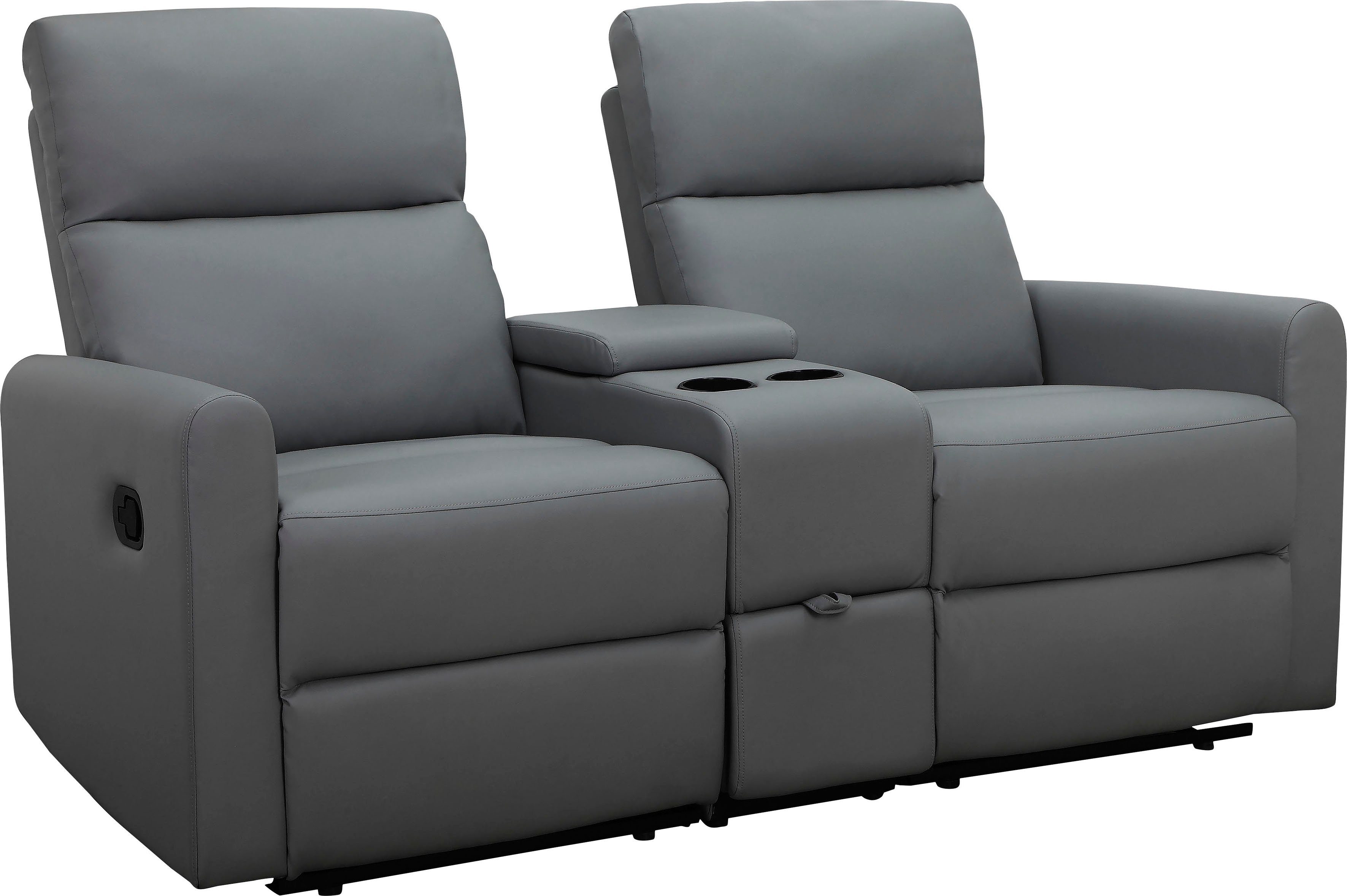 Home affaire 2-Sitzer Daoulas, 2er-Kinosofa, TV-Sessel, Multimedia-Sofa, Kinosofa mit Relaxfunktion, Getränkehalter und Stauraum