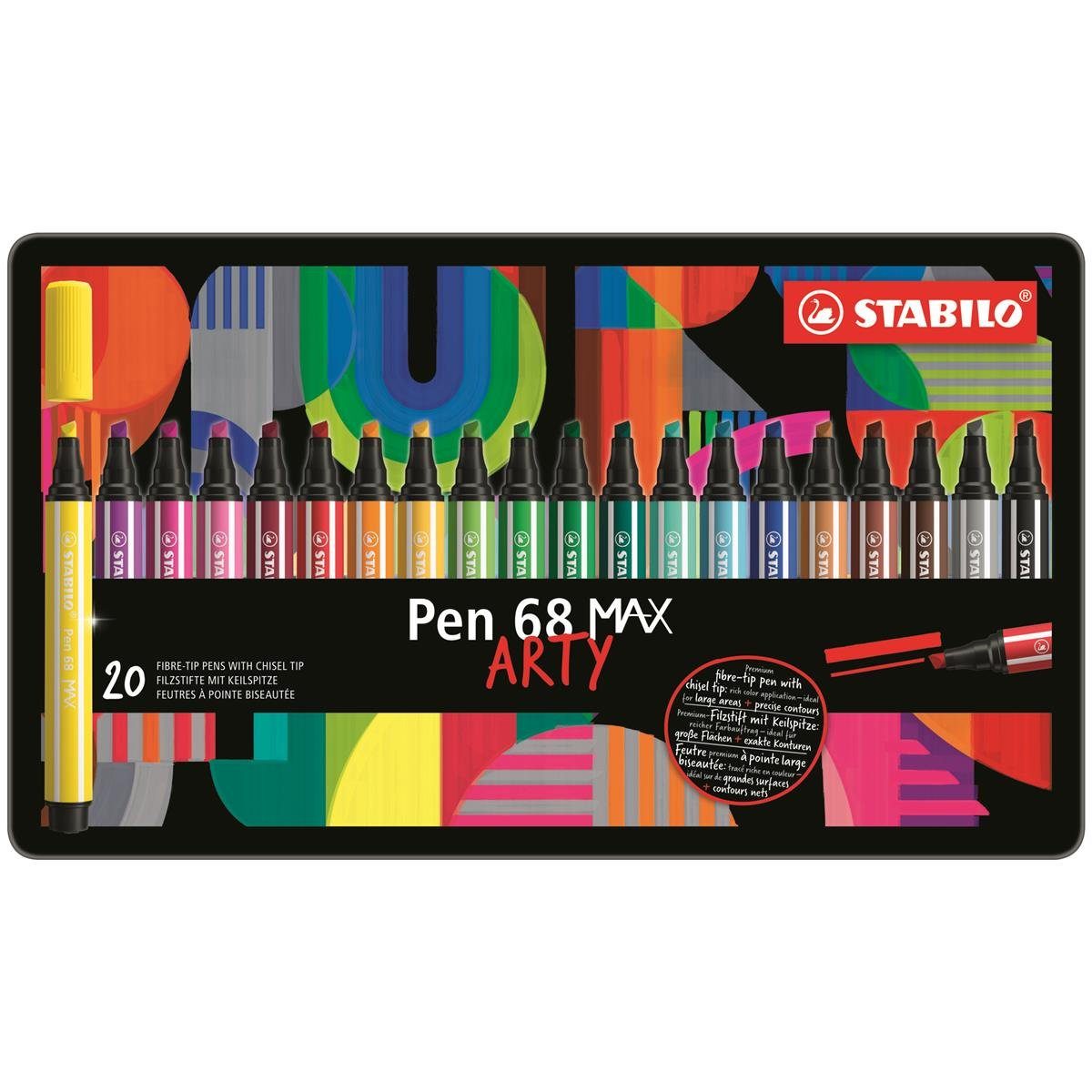 Faserstift STABILO Pen 68 MAX Filzstift - ARTY - 1-5 mm - 20er Metalletui
