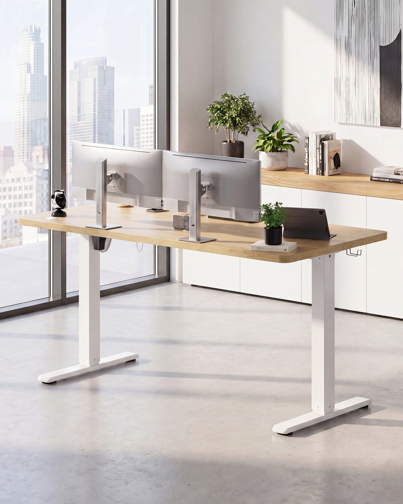HOMALL Schreibtisch Schreibtisch Höhenverstellbarer mit Gedächtnis und Sitzerinnerung (2-lagige Hohenverstellung mit sitzender Erinnerungsfunktion und USB-Ladeanschluss)
