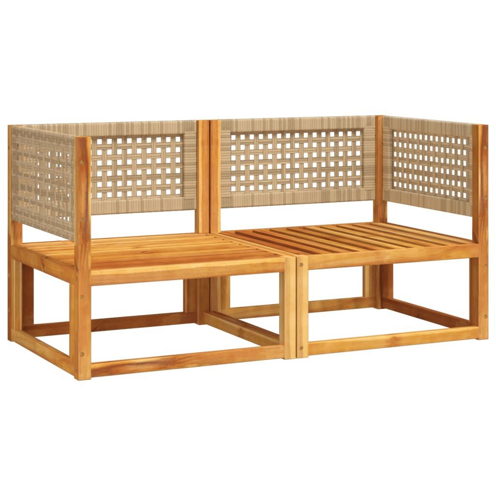 vidaXL Gartenlounge-Set Gartensofas-Ecke mit Kissen 2 Stk. Holz & Rattan, (1-tlg)