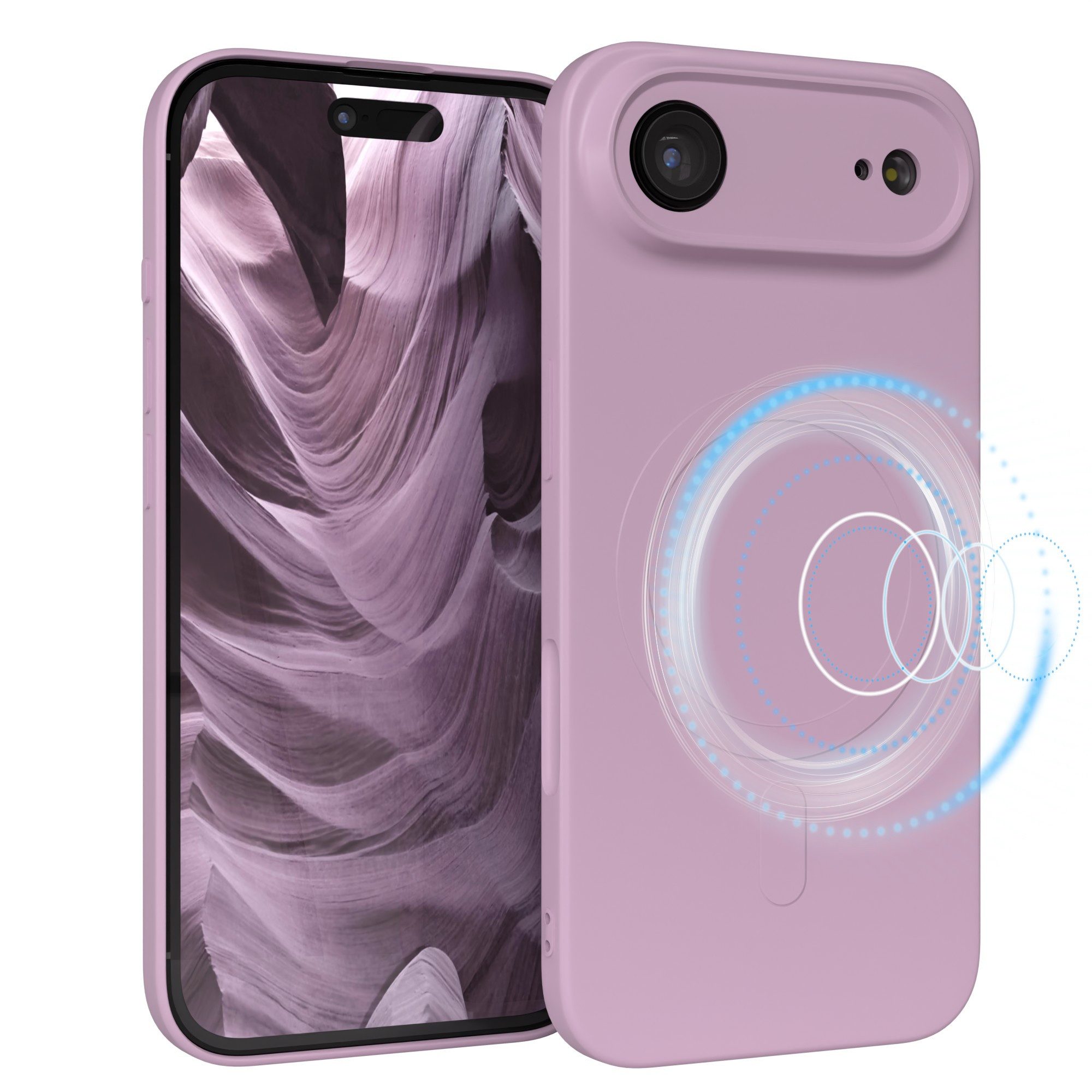 EAZY CASE Handyhülle für Apple iPhone Air Hülle Silikon 6,5 Zoll, MagSafe Slimcover Kameraschutz Qi-Charging Softcover weich Flieder