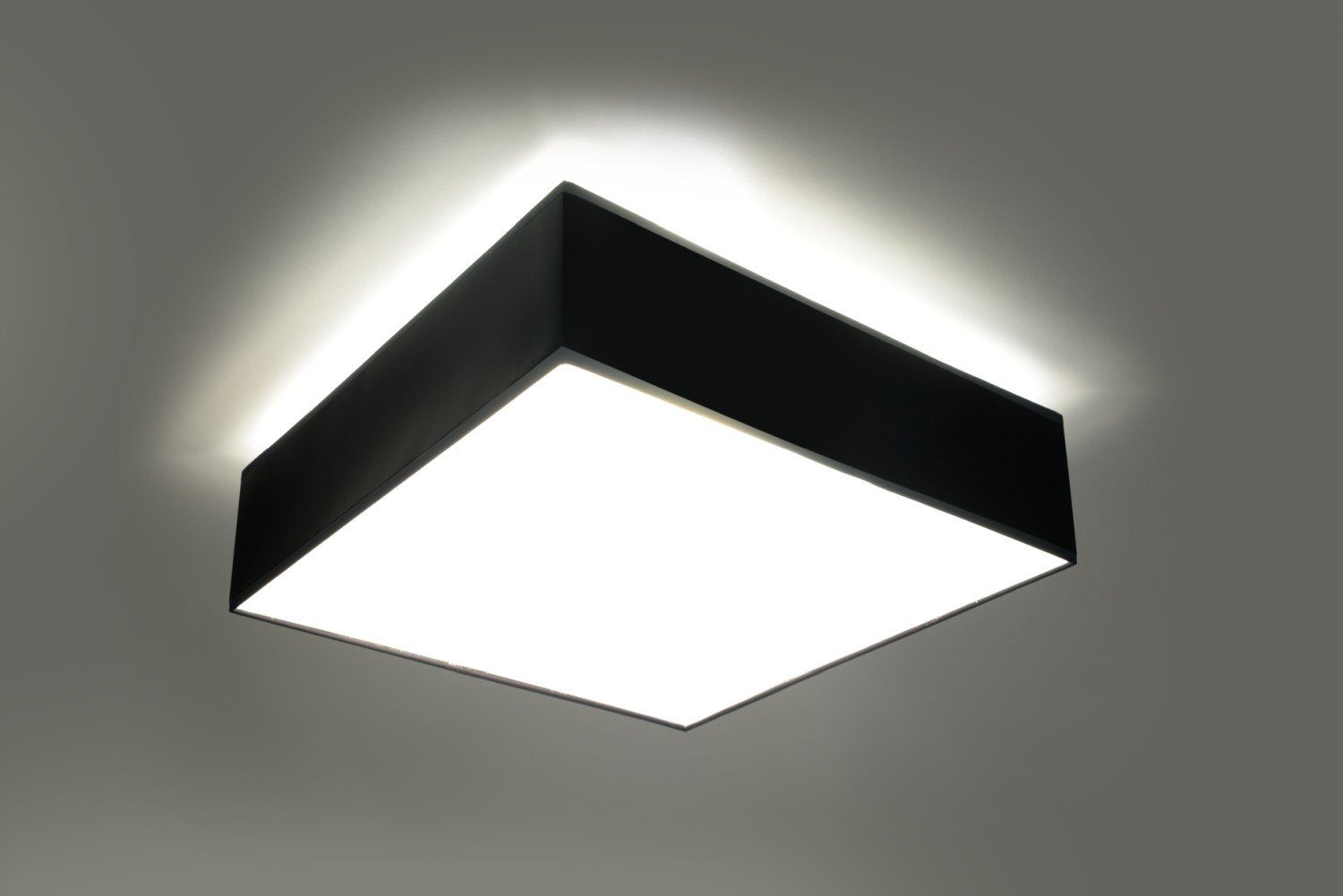 2-flmg Leuchtmittel, B35cm Esszimmer Küche L35cm Deckenlampe Deckenleuchte Licht-Erlebnisse Schwarz MITRAS, ohne Modern Flur
