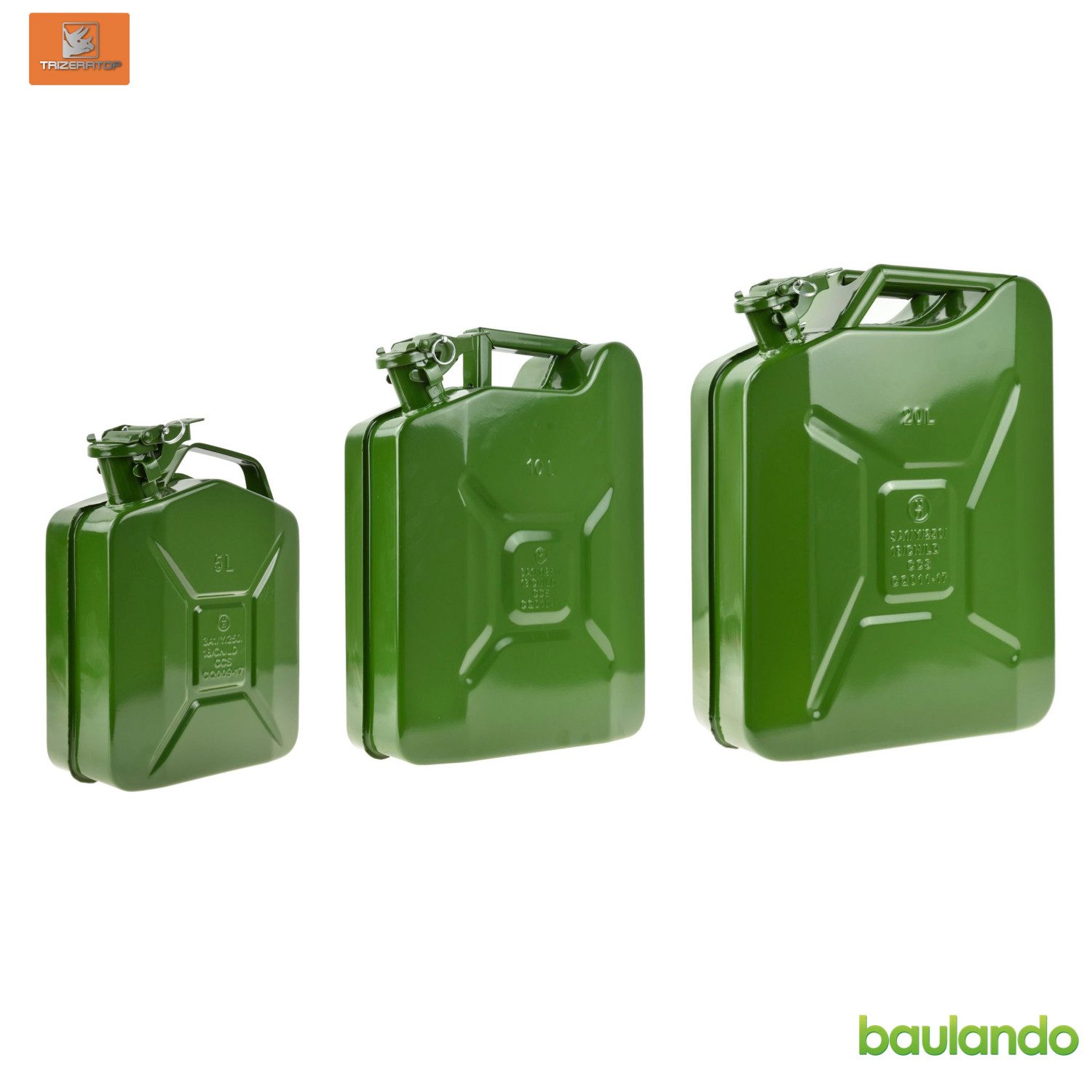 TRIZERATOP Benzinkanister Kraftstoffkanister Benzinkanister Stahlblech, grün 5, 10, 20 Liter