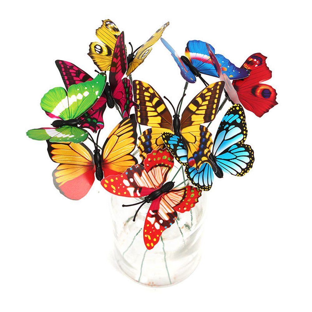 Rutaqian Garten Schmetterlinge Stück Ornamente Papierschmetterlinge Stangen 10/20/50 Garten