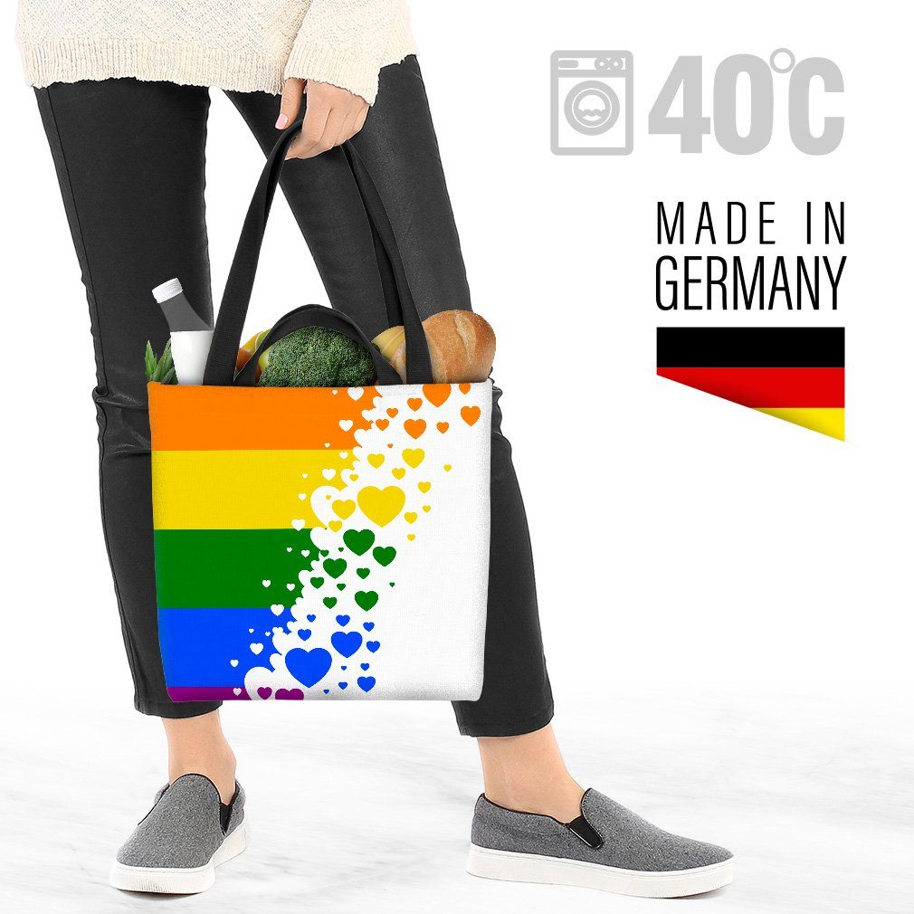 Farben Regenbogen flag VOID pride Gay parade clu Herz Henkeltasche (1-tlg), Herzen bunt Streifen