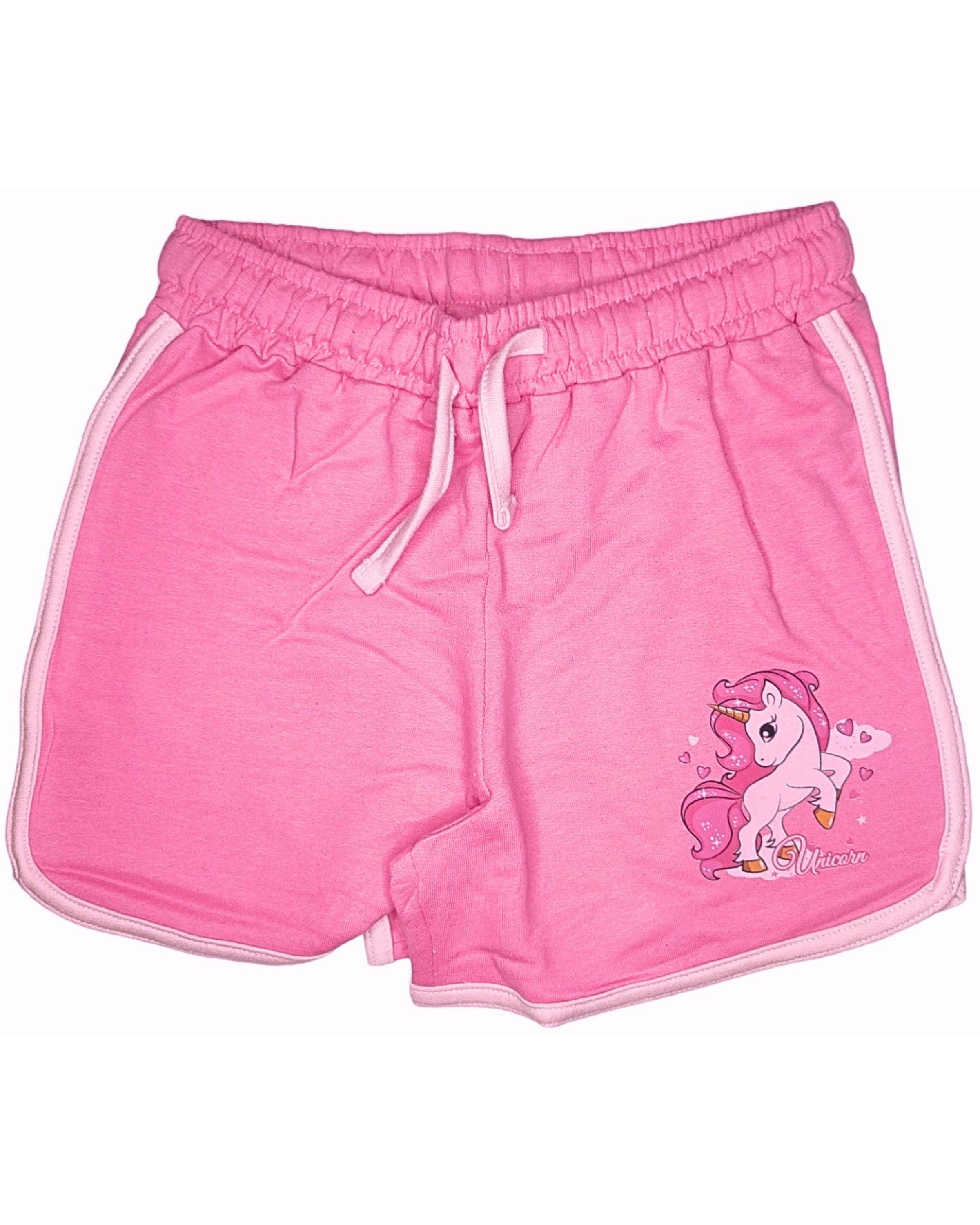 United Essentials Shorts Einhorn Mädchen kurze Hose aus Baumwolle Gr. 98 - 128 cm Pink