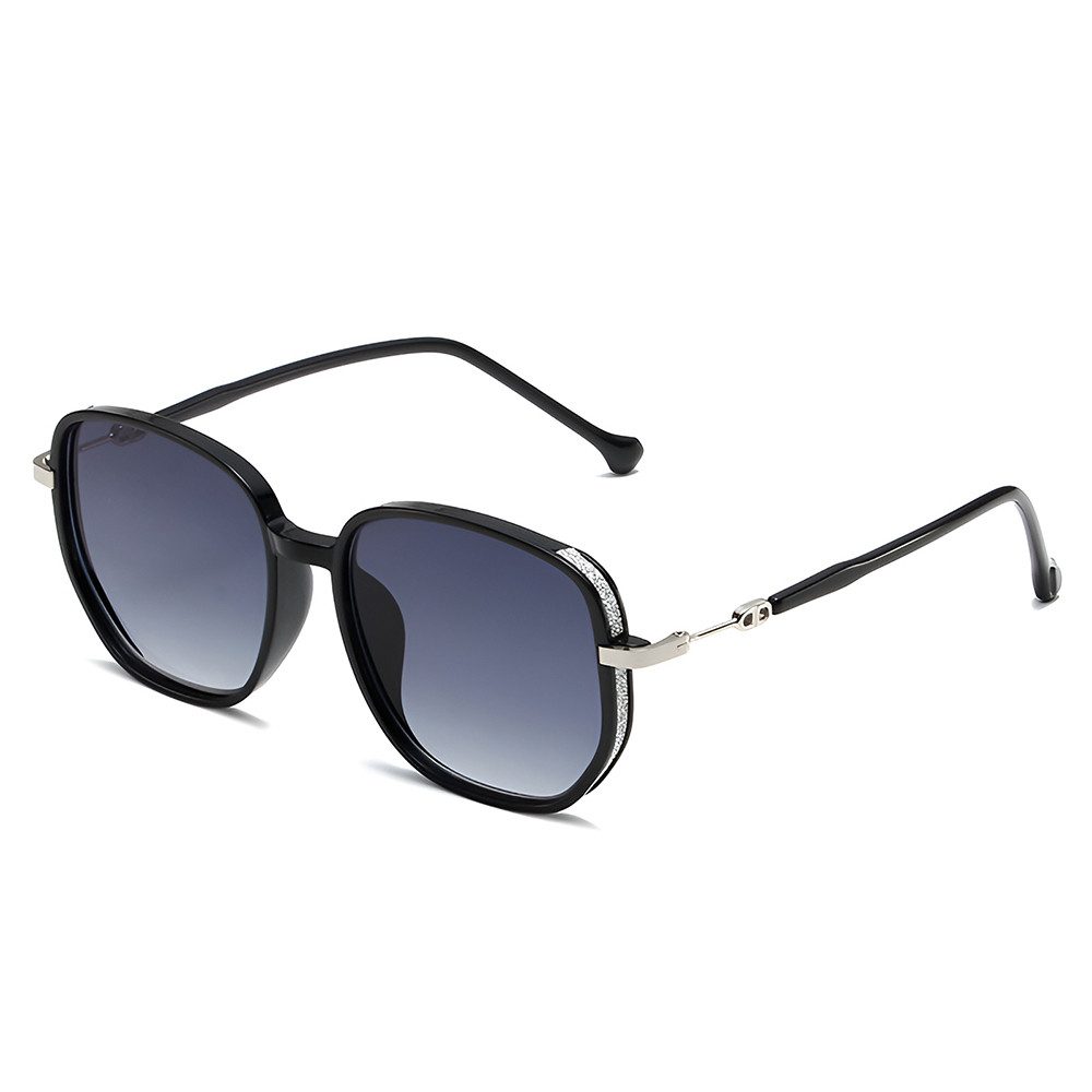 Sonnenbrille Damen Herren Glitzerrand UV Schutz Mode Oversized