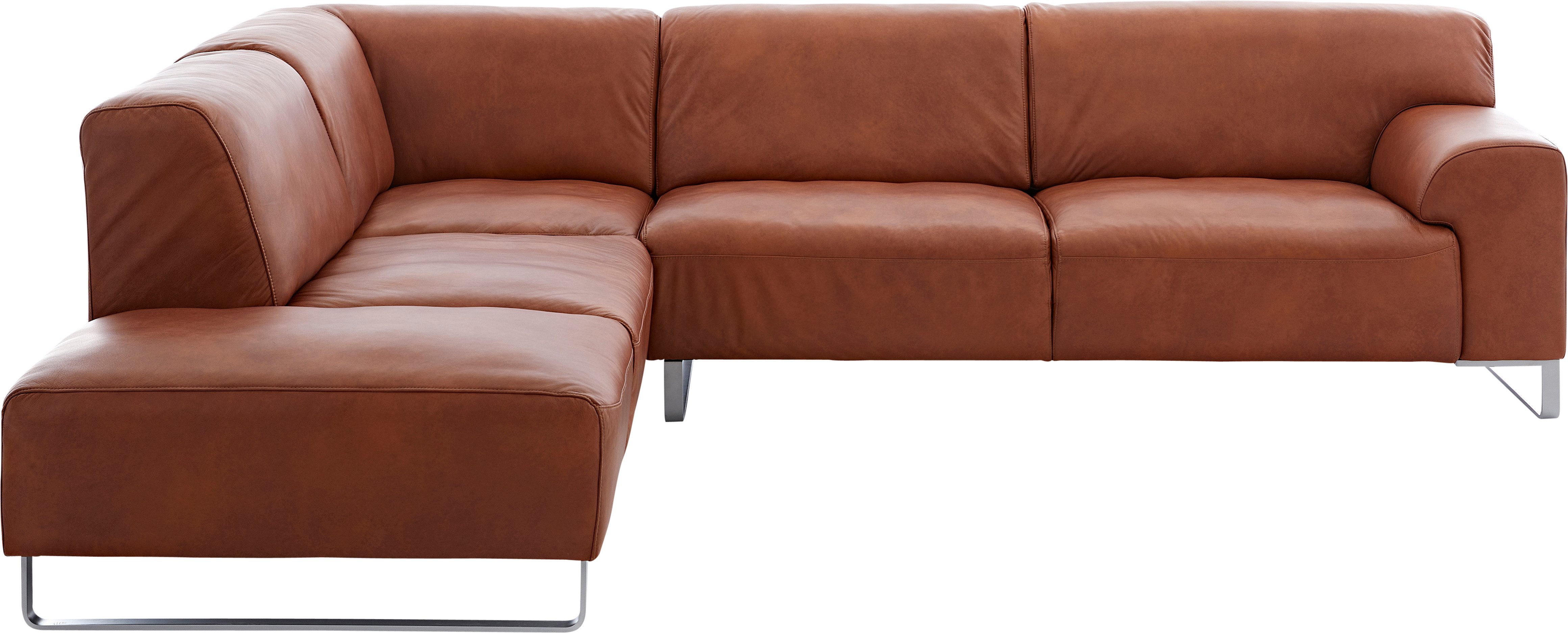 W.SCHILLIG Ecksofa ALESSIO Breite 271cm, bequem, elegant, L-Form, mit elektr. Sitzauszug, hochwertiger Metallbügelfüß, Long-Life-Leder