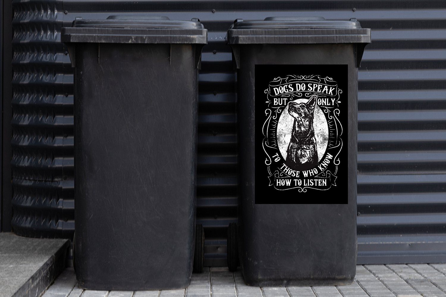 Abfalbehälter Zitat Retro Sticker, MuchoWow Hund - Wandsticker Mülleimer-aufkleber, Mülltonne, St), - Container, (1