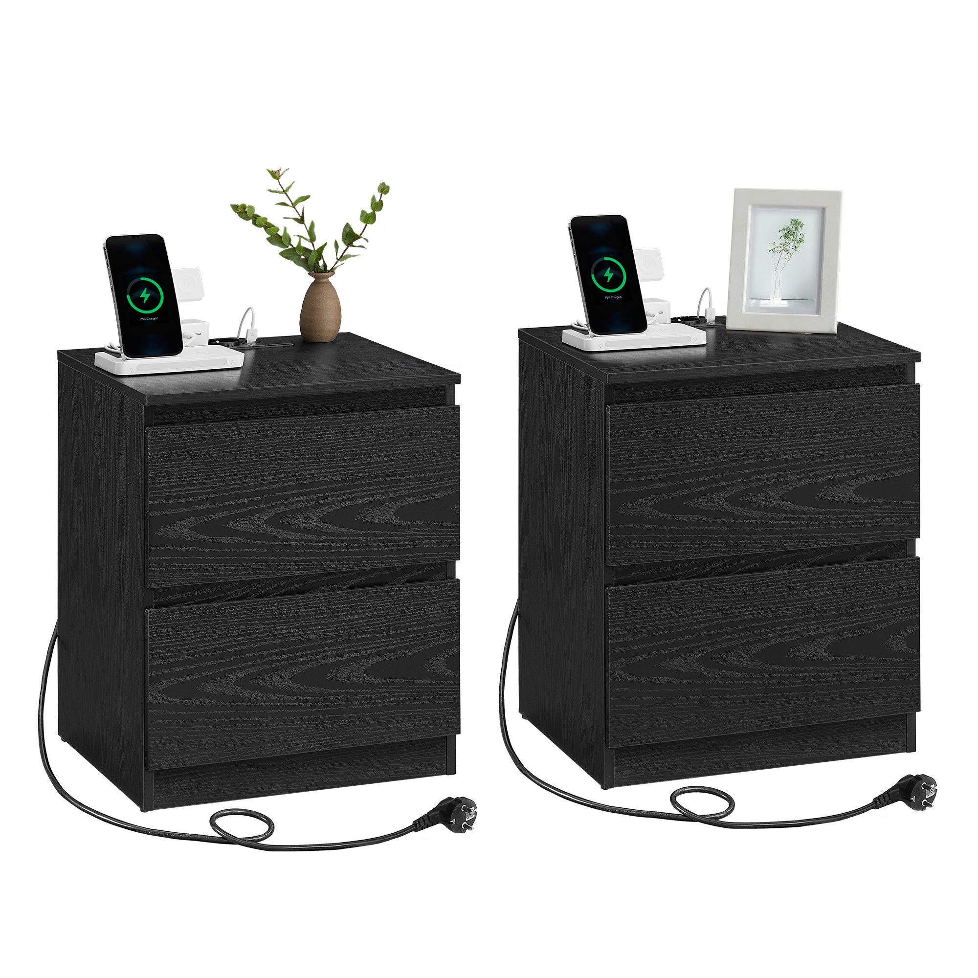 VASAGLE Nachttisch (2-St), Nachttisch mit Steckdosenleiste, Beistelltisch, günstig online kaufen