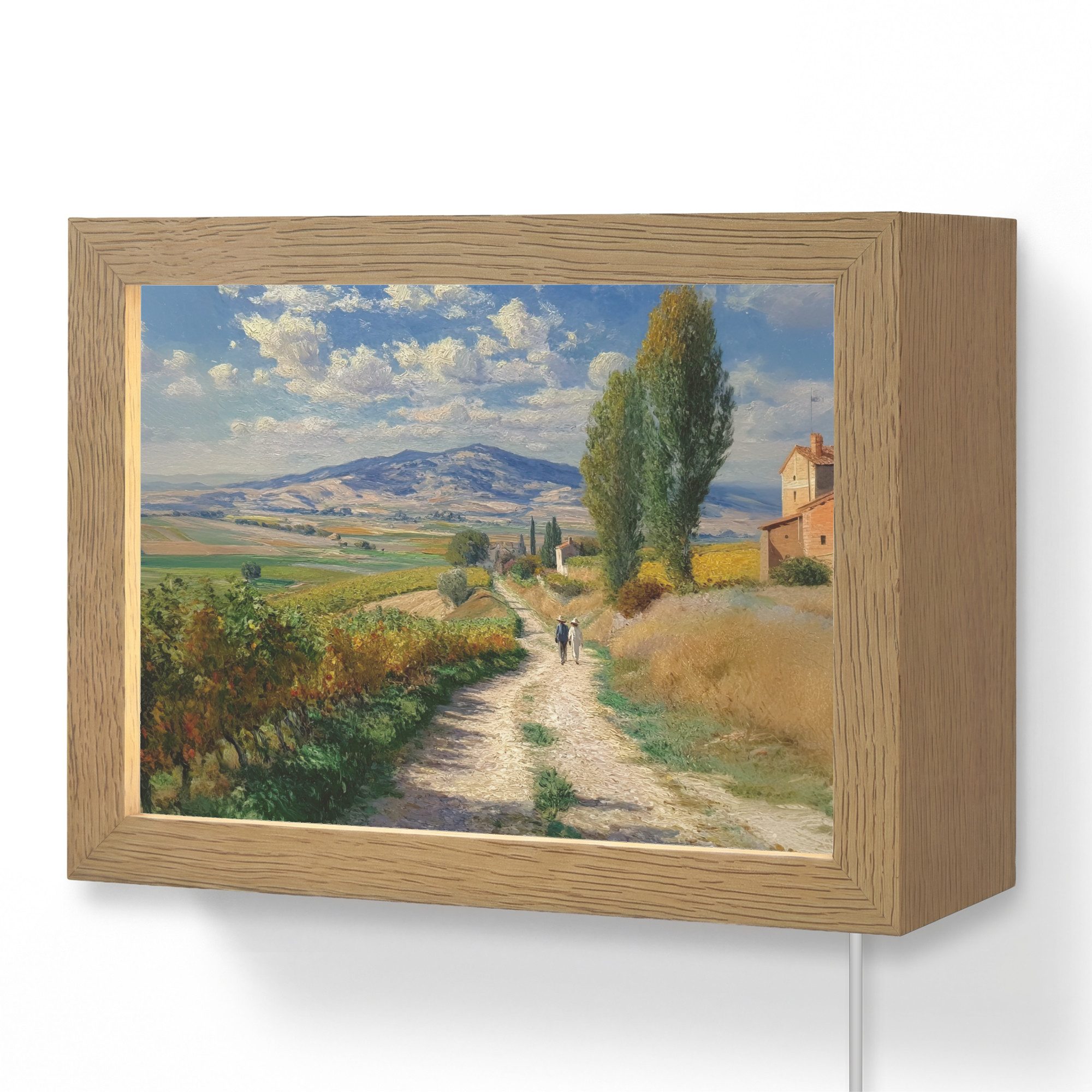 Wandleuchte Lightbox Menschen - Wandern - Sandweg - Felder
