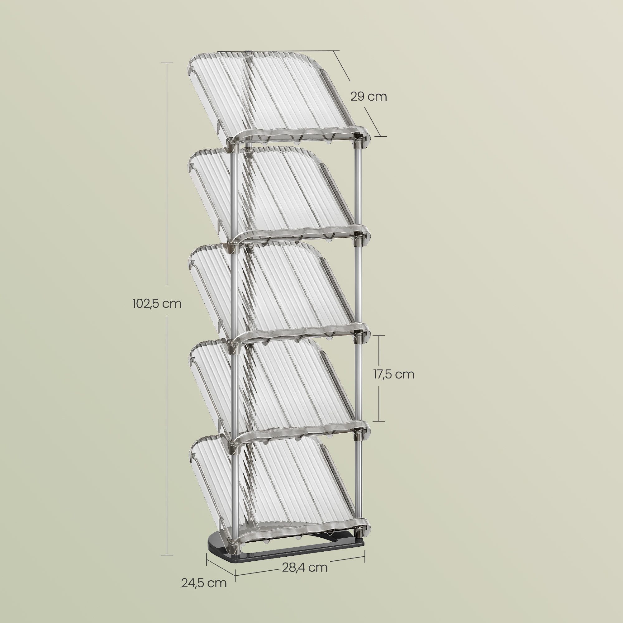SONGMICS Schuhregal 5 stöckiger Schuhregal, 1-tlg., Schuhständer, schräges günstig online kaufen