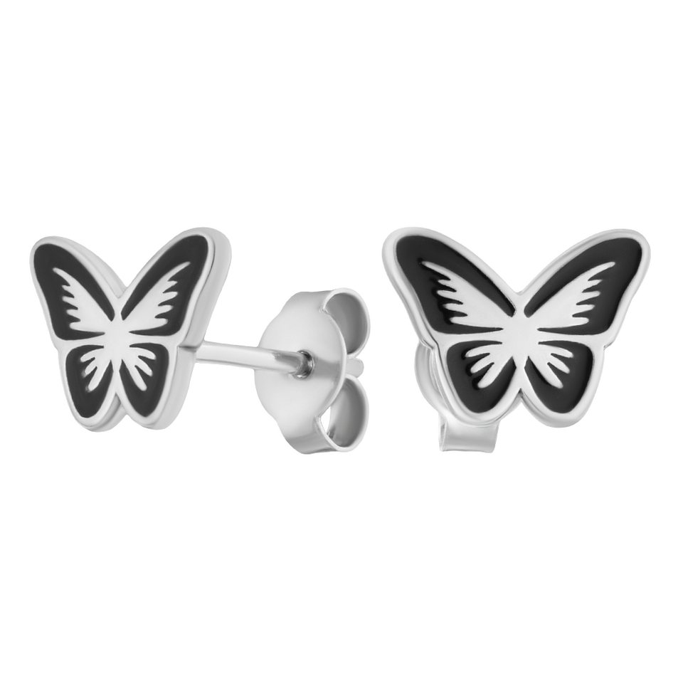 Secretforyou Paar Ohrstecker Ohrstecker Ohrringe 925 Silber Emaille  Schmetterling Echtschmuck