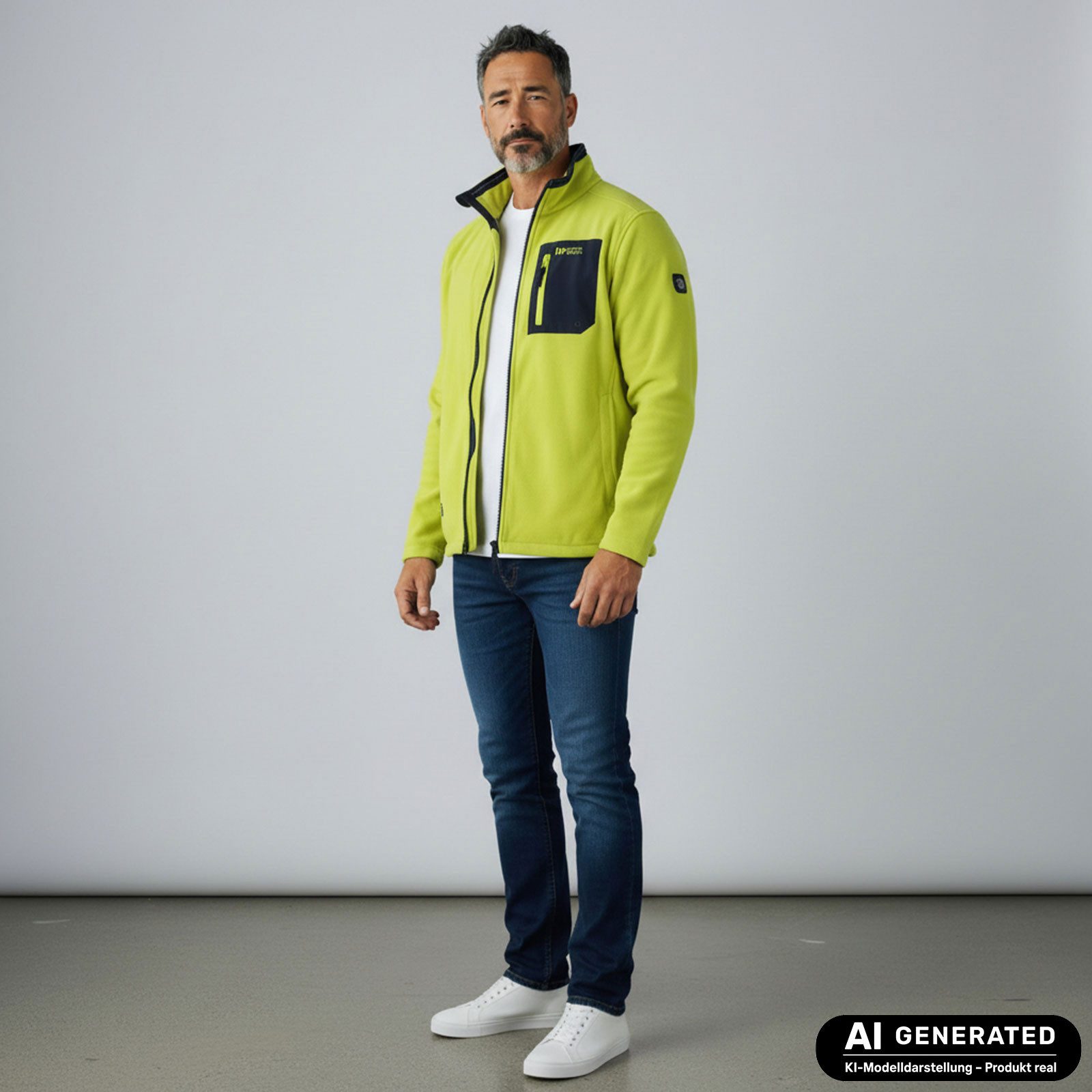 Dry Fashion Fleecejacke Esens Herren Jacke Fleece Stehkragen - Übergangsjacke Freizeitjacke Sportive Passform, Seitentaschen & Brusttasche mit Reißverschluss
