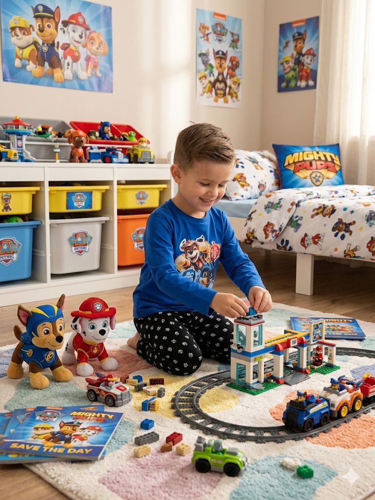 PAW PATROL Pyjama Paw Patrol Pyjama Kinder 98/104 Blau Set 3–4 Jahre Schlafanzug (Packung) Langer Kinderpyjama Schlafanzug 2 teilig