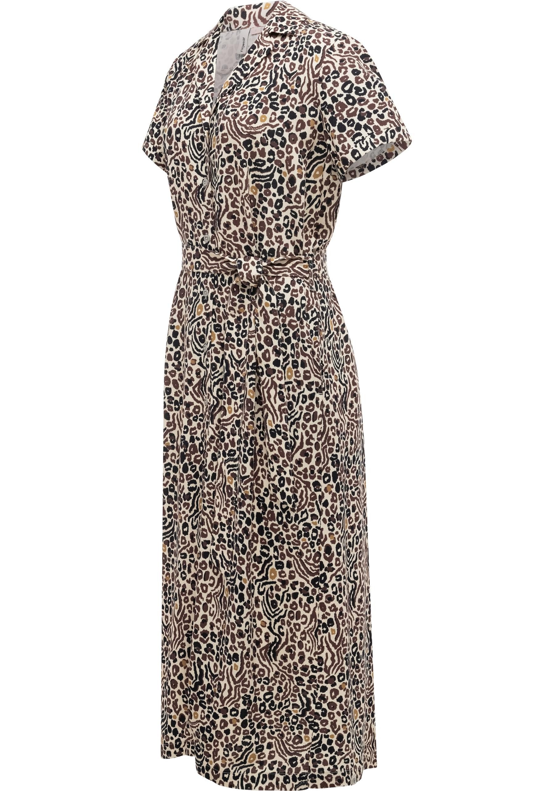 Ragwear Sommerkleid Sawira Long Print Gemustertes Midikleid mit Knopfleiste