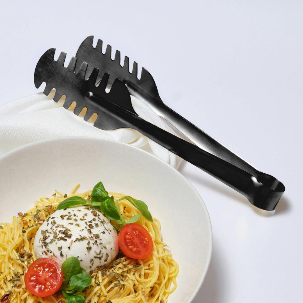 Elegant Spaghettizange comas Nudelzange Black PVD Satin