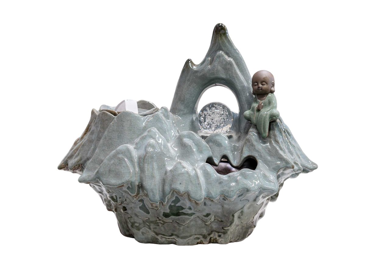 IDYL Zimmerbrunnen IDYL Zimmerbrunnen aus Keramik mit Buddha-Figur