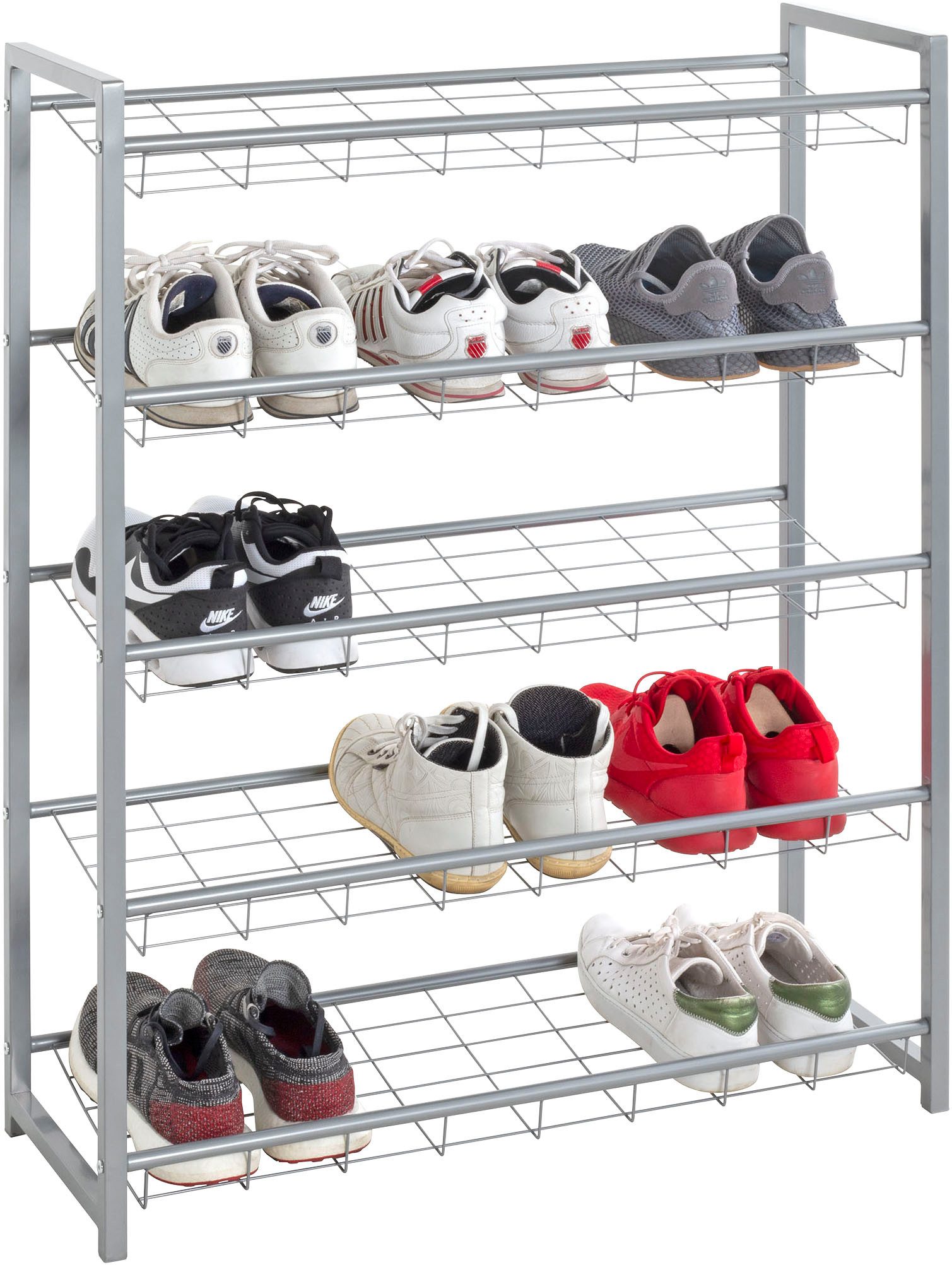 HAKU Schuhregal Schuhaufbewahrung, rechteckig - aus Metall Grau - B/T/H 80/30/106 cm