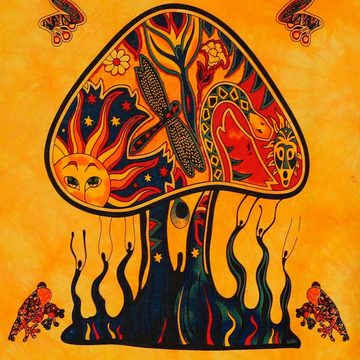 Wandteppich Magic Mushrooms Poster Wandbehangchedelic Dekotuch ca 210x140cm, KUNST UND MAGIE