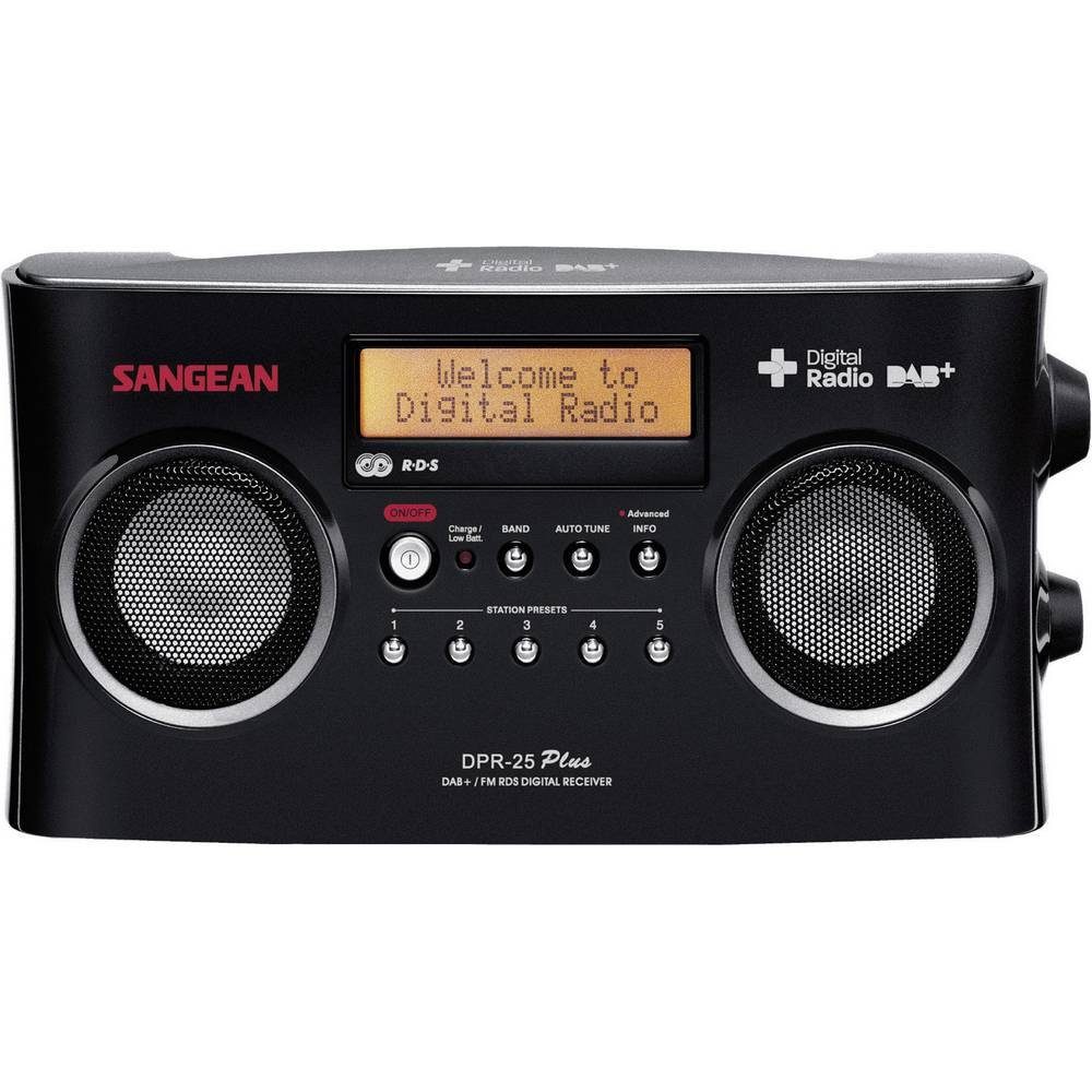 Sangean DPR-25+ BLACK Tragbares, aufladbares DAB+/FM-RDS-Radio Digitalradio  (DAB) (DAB)