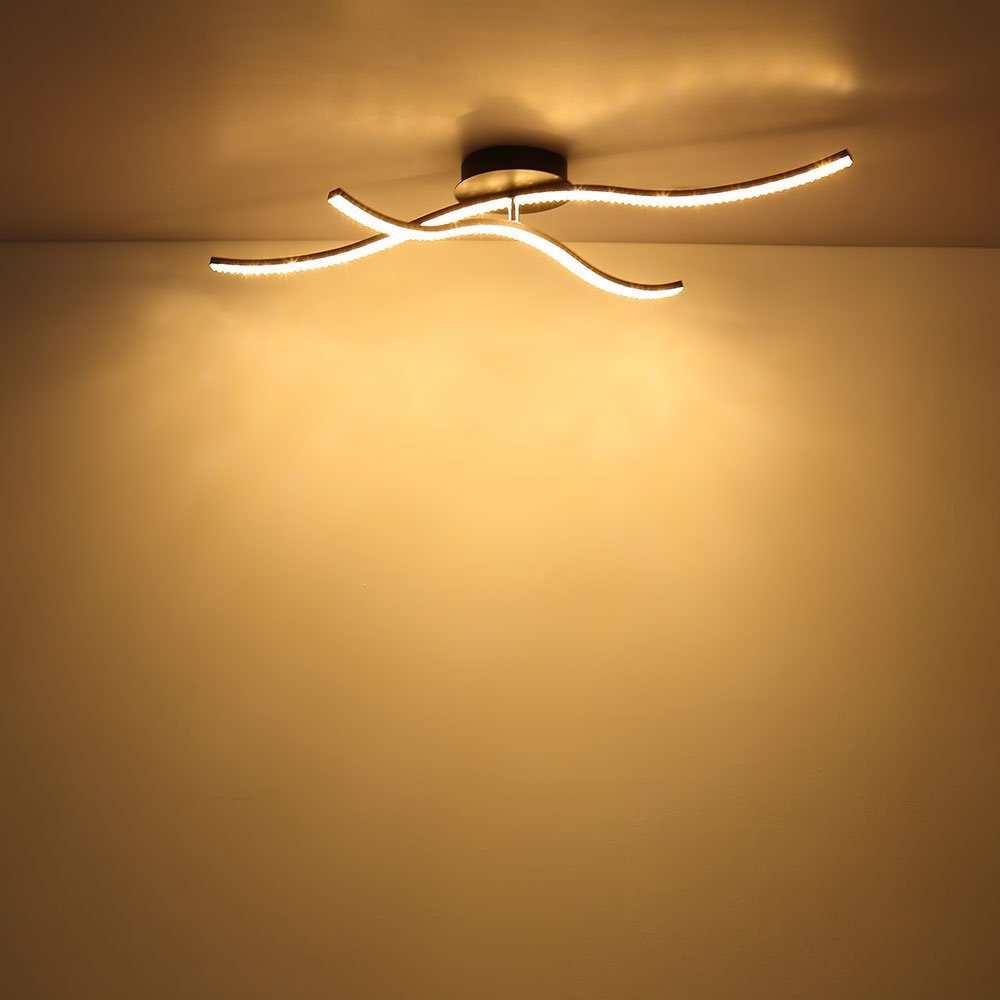 LED etc-shop Leuchte verbaut, Wohnzimmerlampe Deckenleuchte, Deckenlampe CCT LED Kristall Metall-Schwarz fest Warmweiß, LED-Leuchtmittel