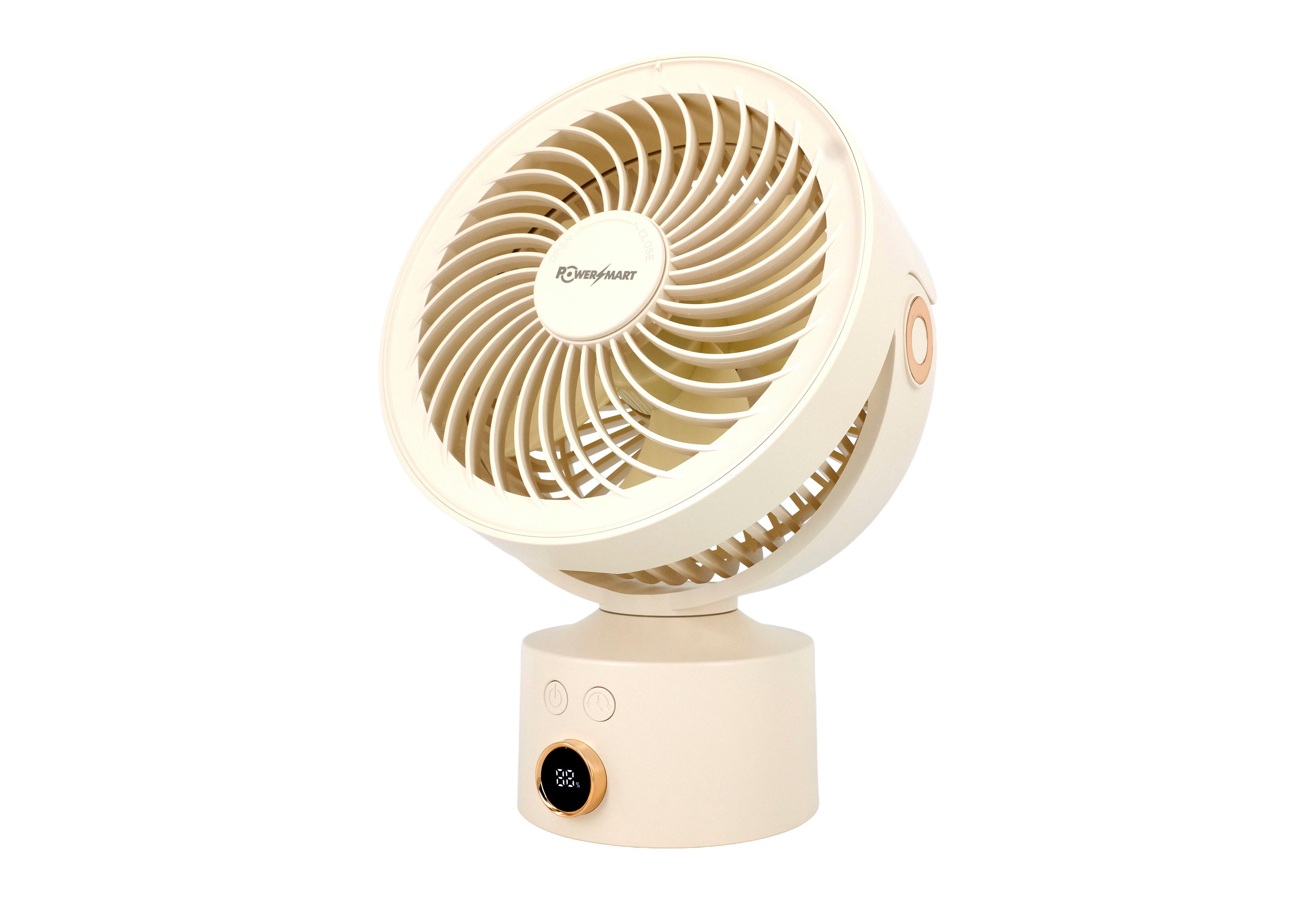 PowerSmart Handventilator Tischventilator 3 Stufen und 110/90 Grad verstellbarer Neigung, für Schlafzimmer, Büro und Wohnzimmer 4000 mAh AKKU