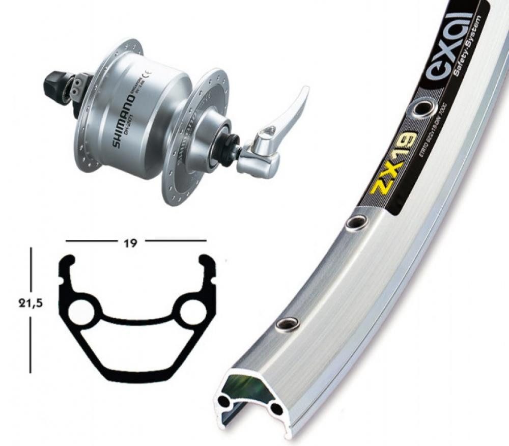 BikeParts Laufrad Bike-Parts Laufrad Vorderrad 26x1.75 Nabendynamo DH-3N72 silber Schnel