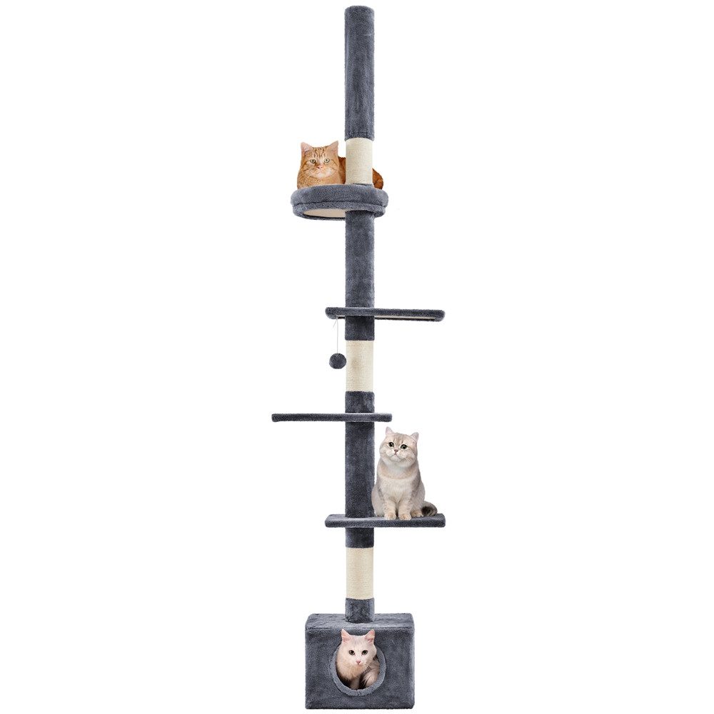 Yaheetech Kratzbaum 226-265,5 cm (H), Kletterbaum Katzenbaum deckenhoch, höhenverstellbar von Yaheetech