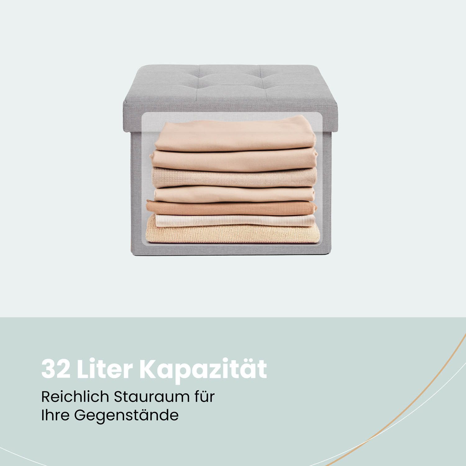 Blumtal Sitztruhe Sitzbank mit Stauraum + Aufbewahrungsboxen bei M & L - Polsterhocker, faltbar, nutzbar als Sitzhocker, Spielzeugtruhe, Fußhocker