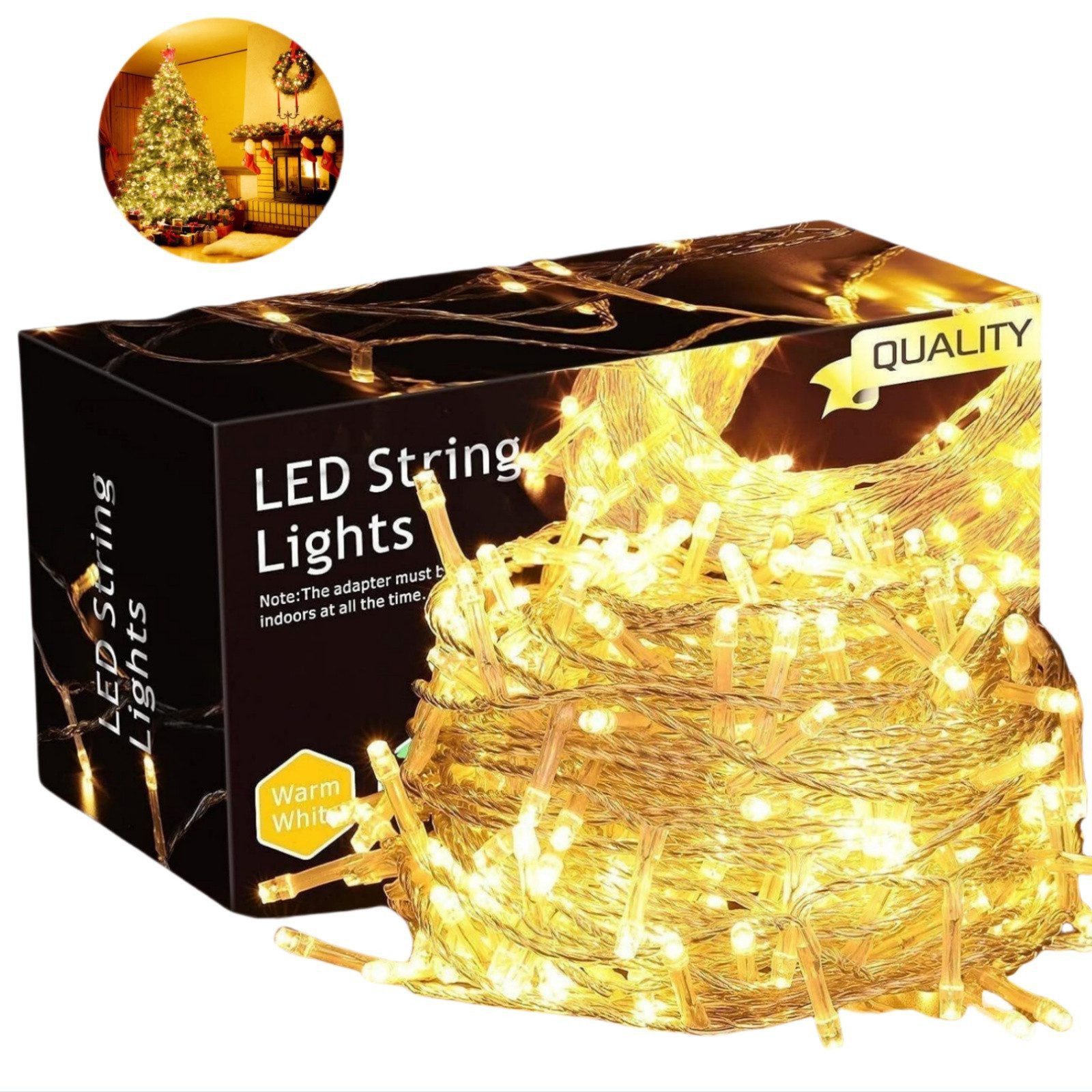Elegear LED-Lichterkette LED Lichterkette 25/50/100M LED-Lichtervorhang für Weihnachtsdeko, mit 8 Modi, Speicherfunktion für Weihnachtsbaum Innen/Außen