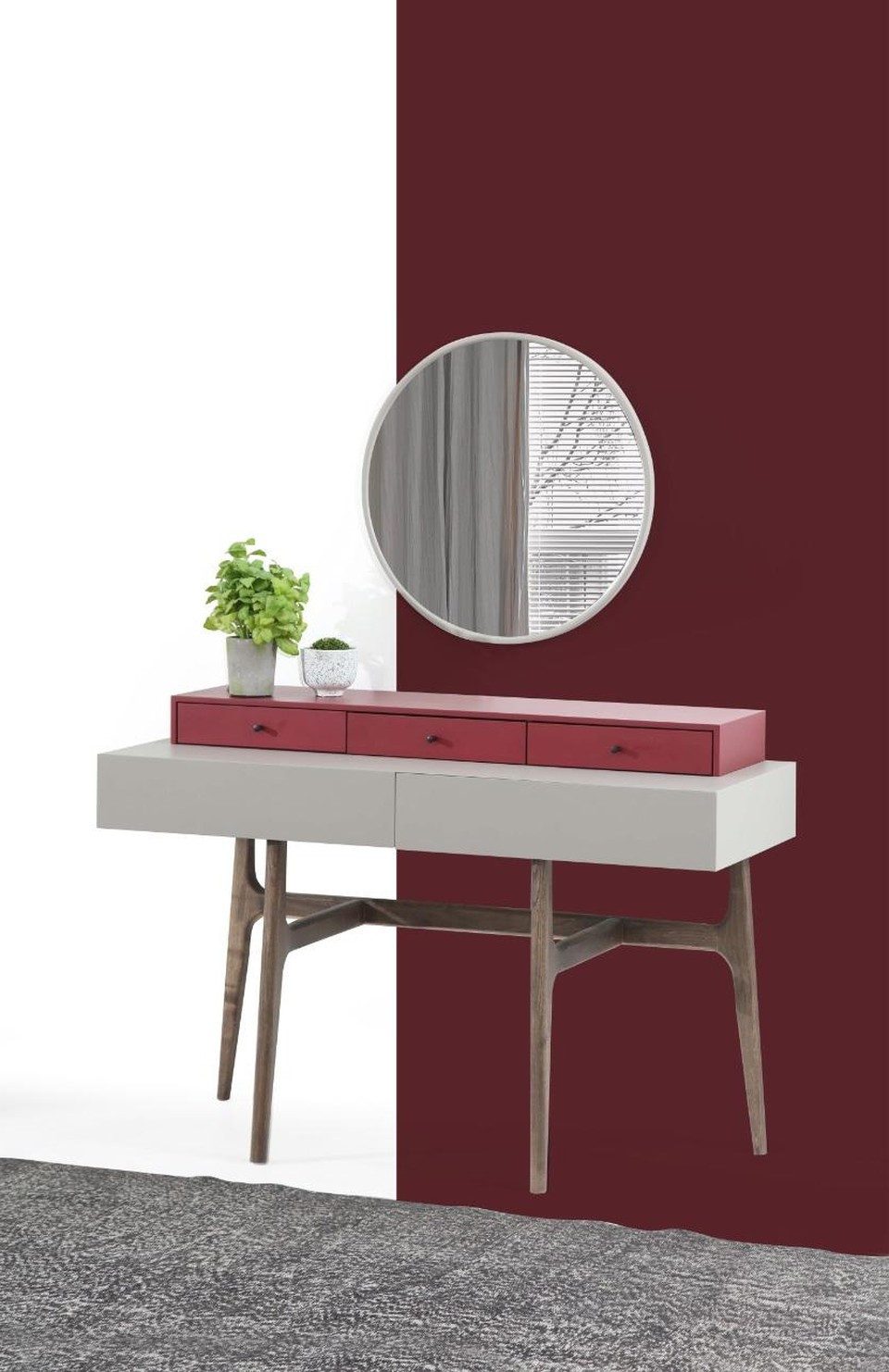 Xlmoebel Konsolentisch Schminktisch Set mit Spiegel für Schlafzimmer 2tlg (Schminktisch-Set, 2-St., 2tlg), Made in Europa